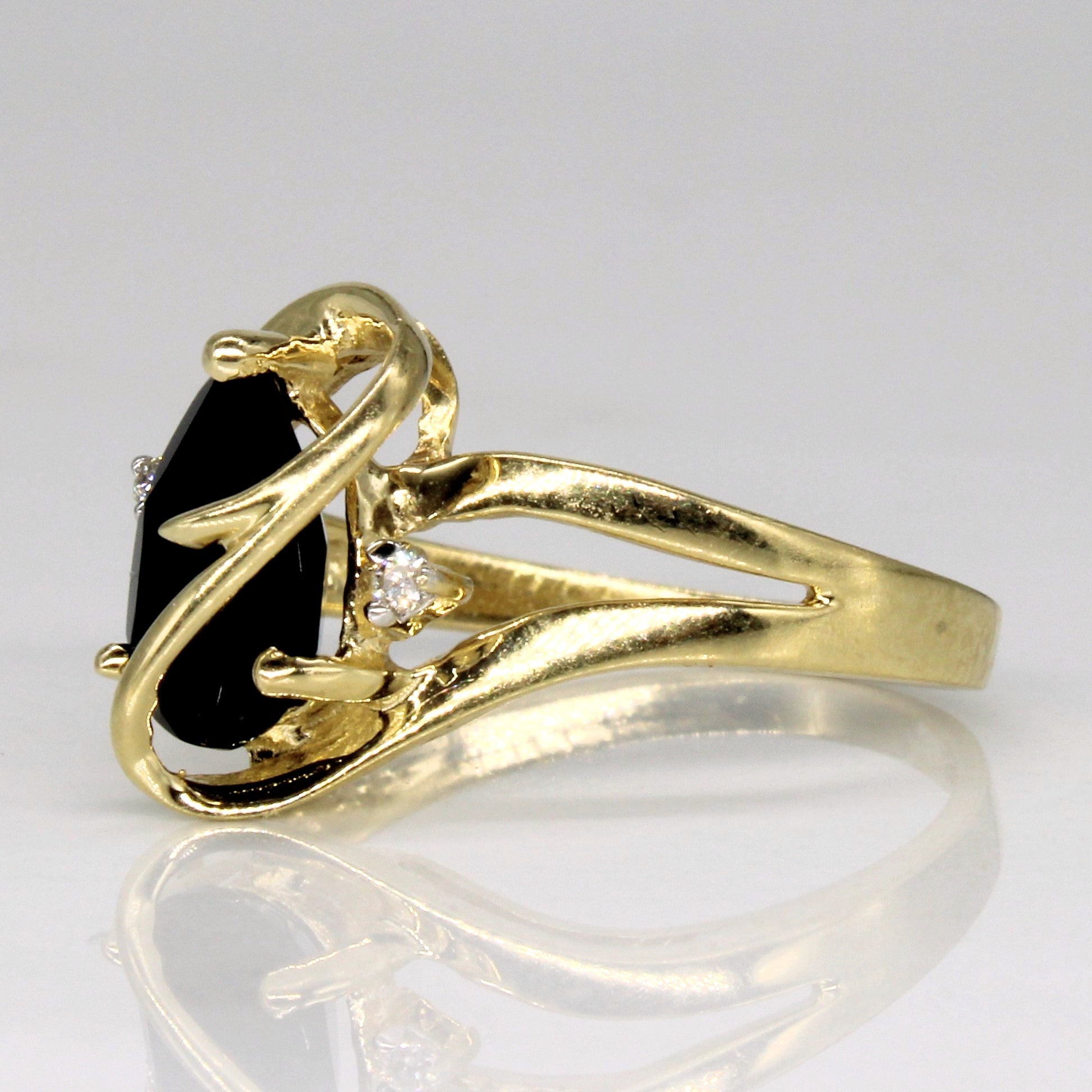 Onyx & Diamond Cocktail Ring | 1.00ct, 0.02ctw | SZ 6.75 |