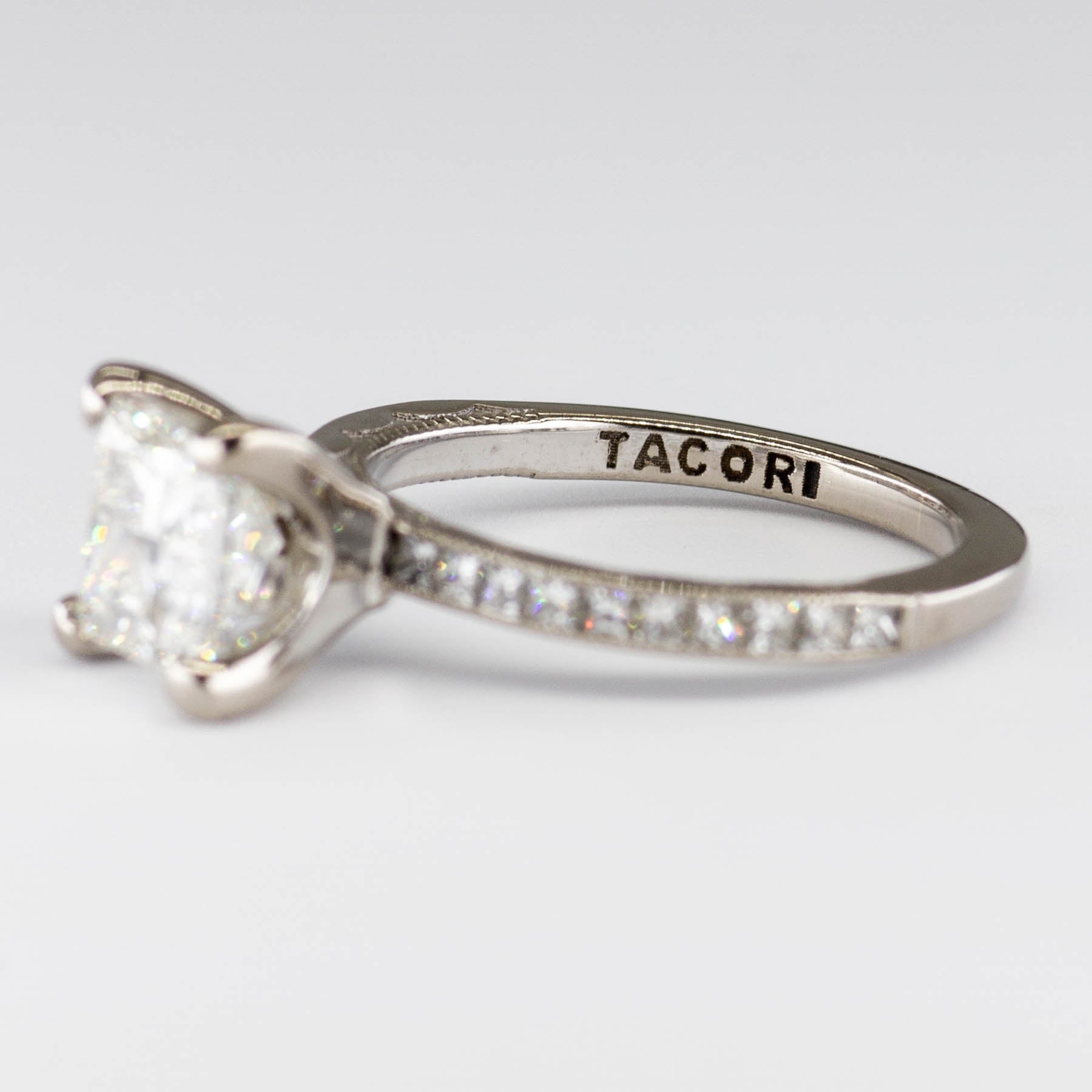 'Tacori' Princess GIA Diamond with Accents Engagement Ring | 1.80ctw SI1 G | SZ 5 |