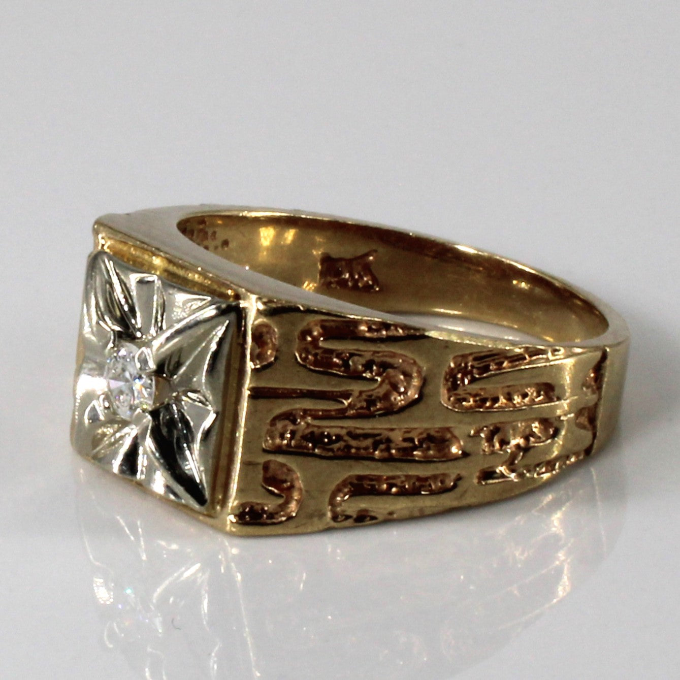 Claw Set Diamond Textured Ring | 0.12ct | SZ 8.75 |