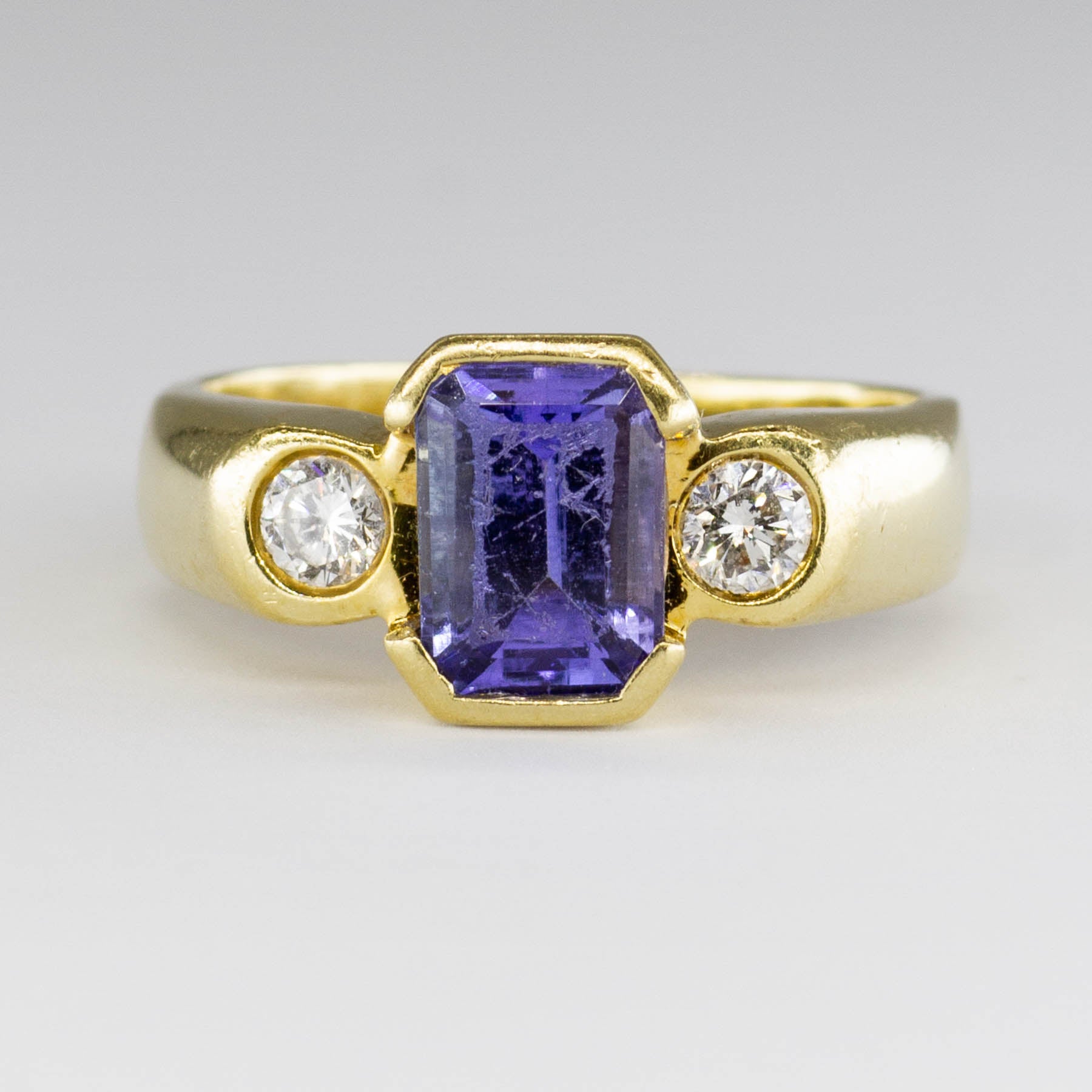 Semi Bezel Set Tanzanite & Diamond Ring | 1.801ct, 0.24ctw | SZ 7.5 |
