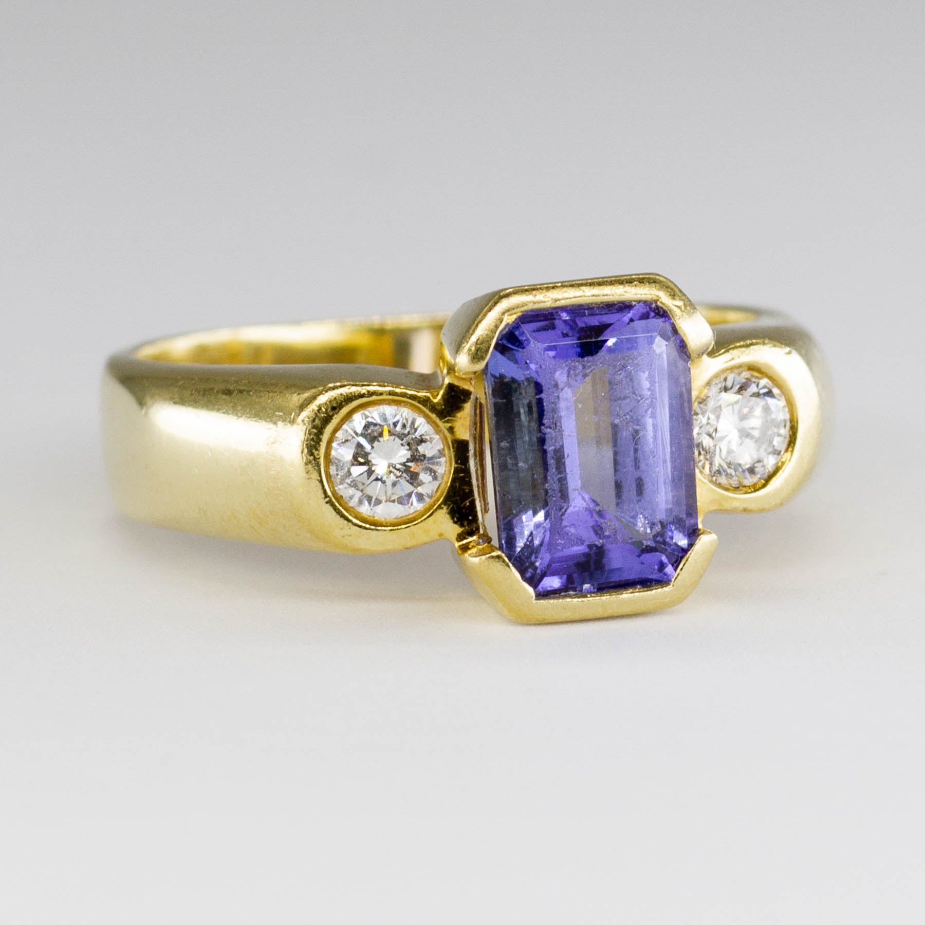 Semi Bezel Set Tanzanite & Diamond Ring | 1.801ct, 0.24ctw | SZ 7.5 |