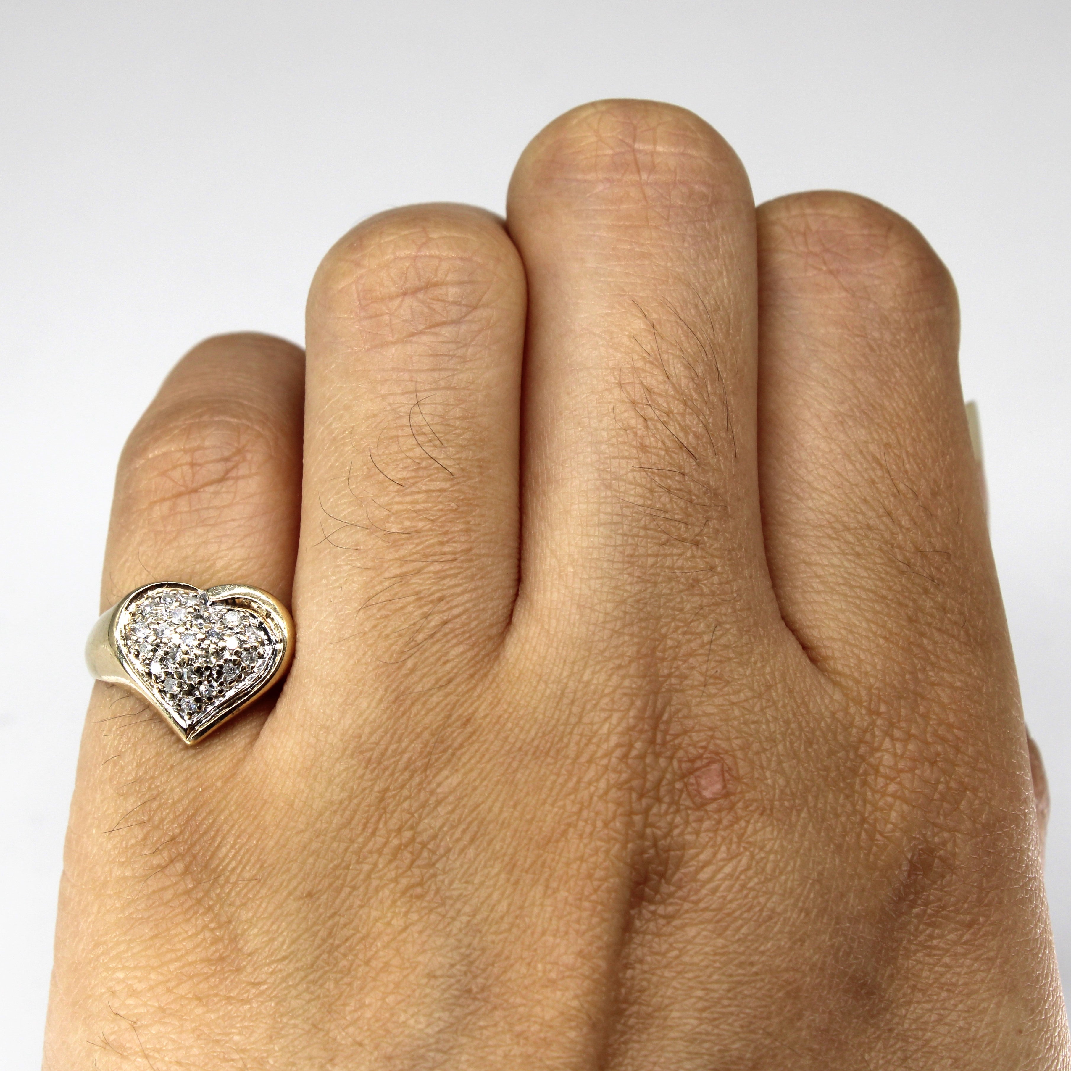 Cluster Diamond Heart Gold Ring | 0.20ctw | SZ 3.75 |