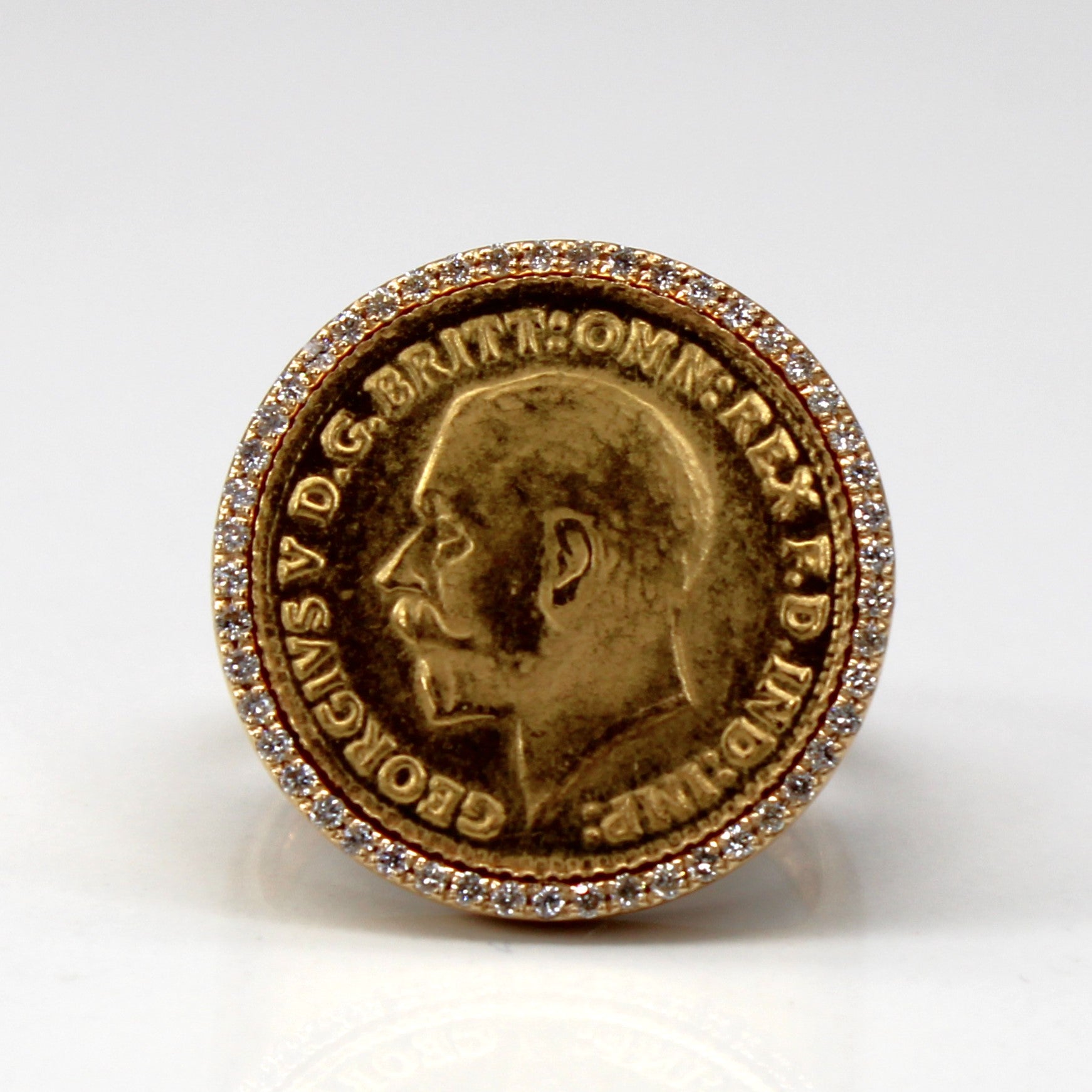 1911 Sovereign Coin Diamond Gold Ring | 0.25ctw | SZ 5 |