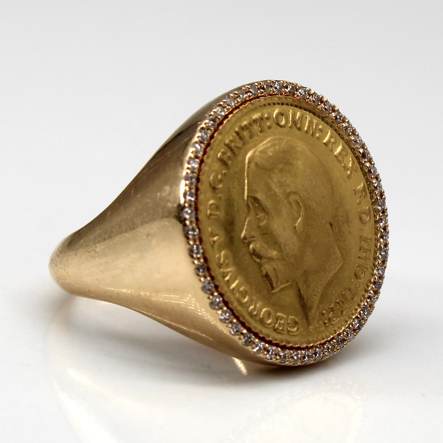 1911 Sovereign Coin Diamond Gold Ring | 0.25ctw | SZ 5 |