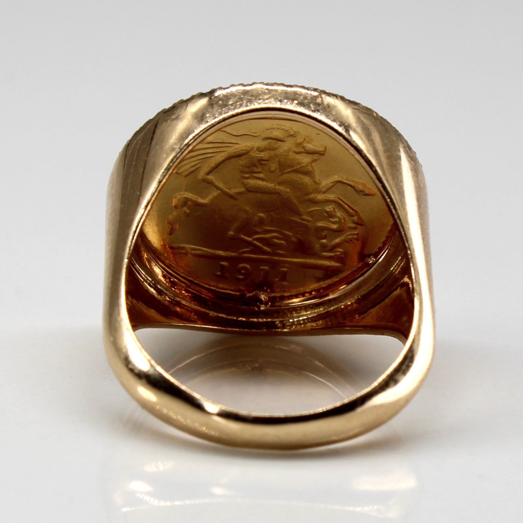 1911 Sovereign Coin Diamond Gold Ring | 0.25ctw | SZ 5 |