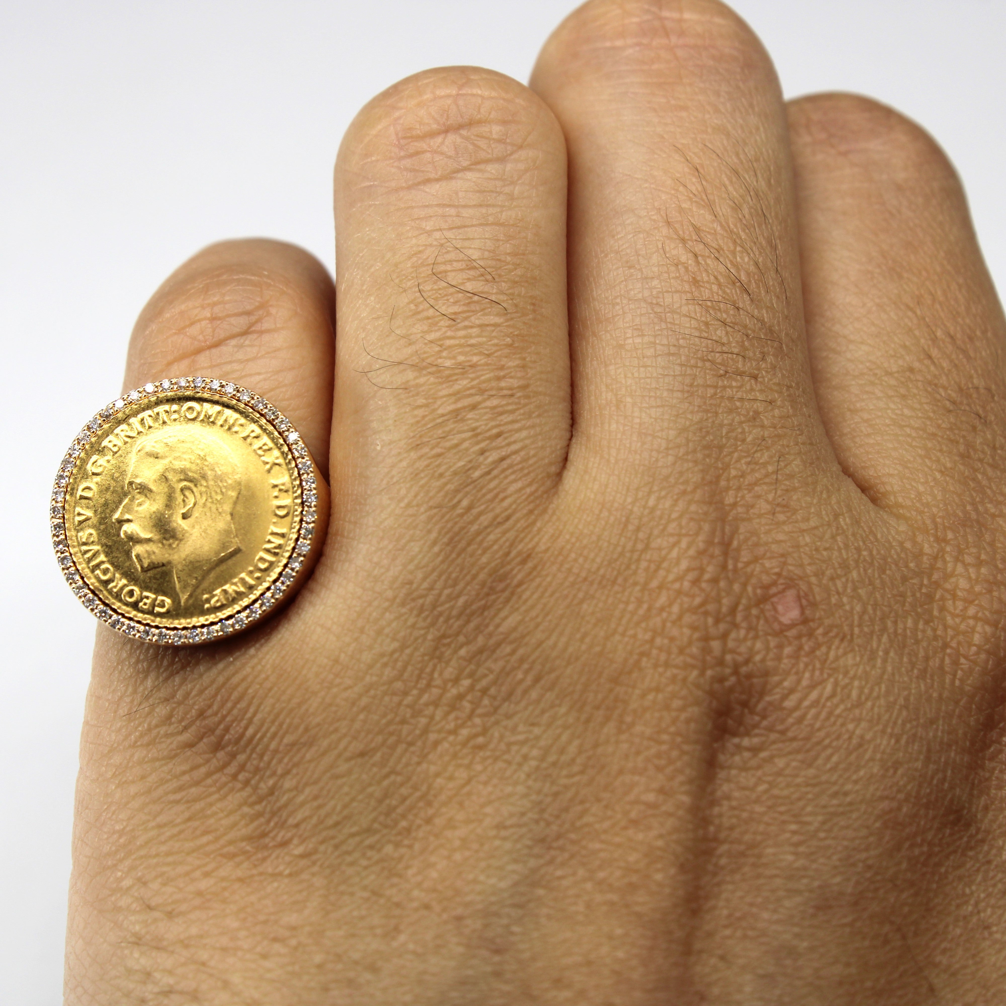 1911 Sovereign Coin Diamond Gold Ring | 0.25ctw | SZ 5 |