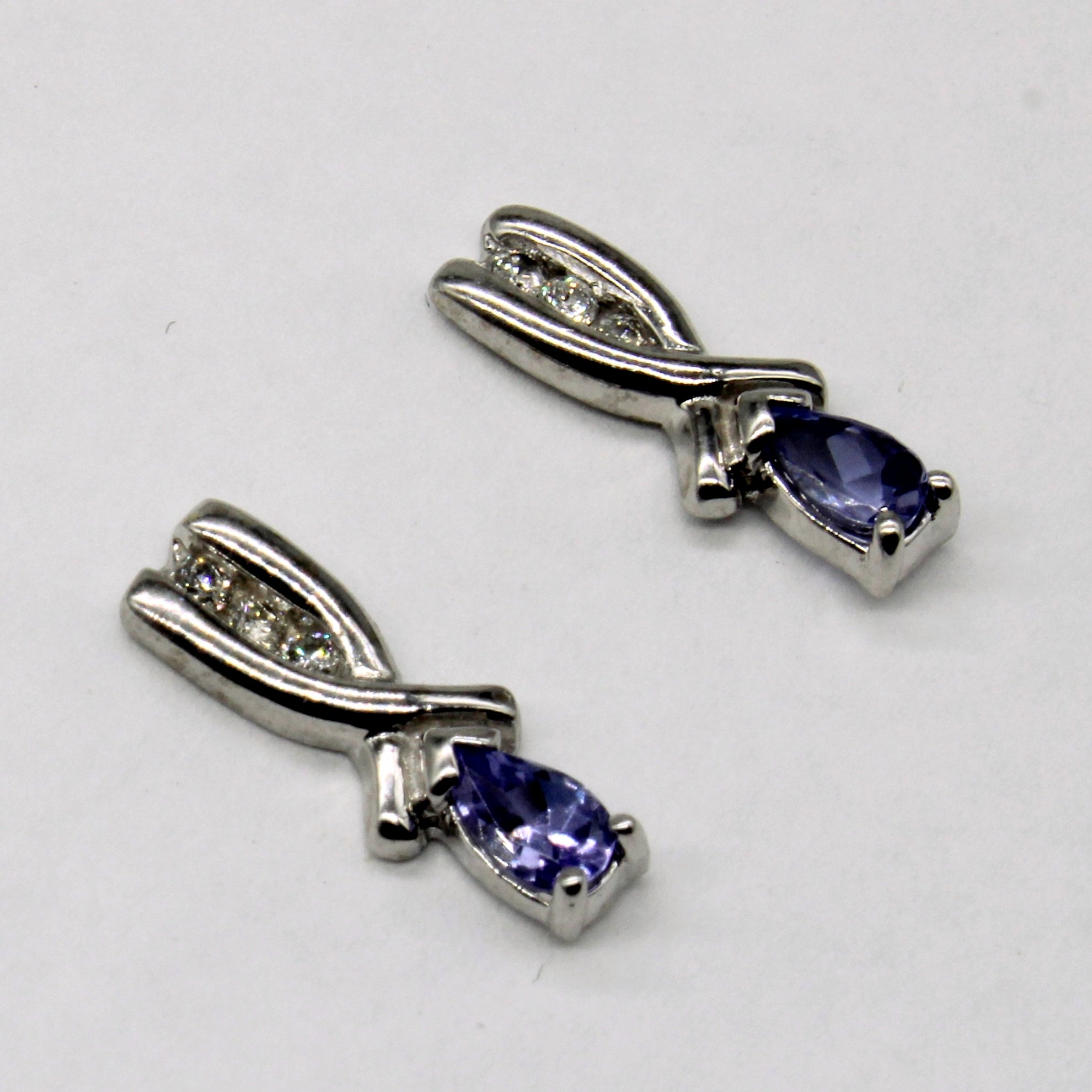 Tanzanite & Diamond Drop Earrings | 0.40ctw, 0.06ctw |