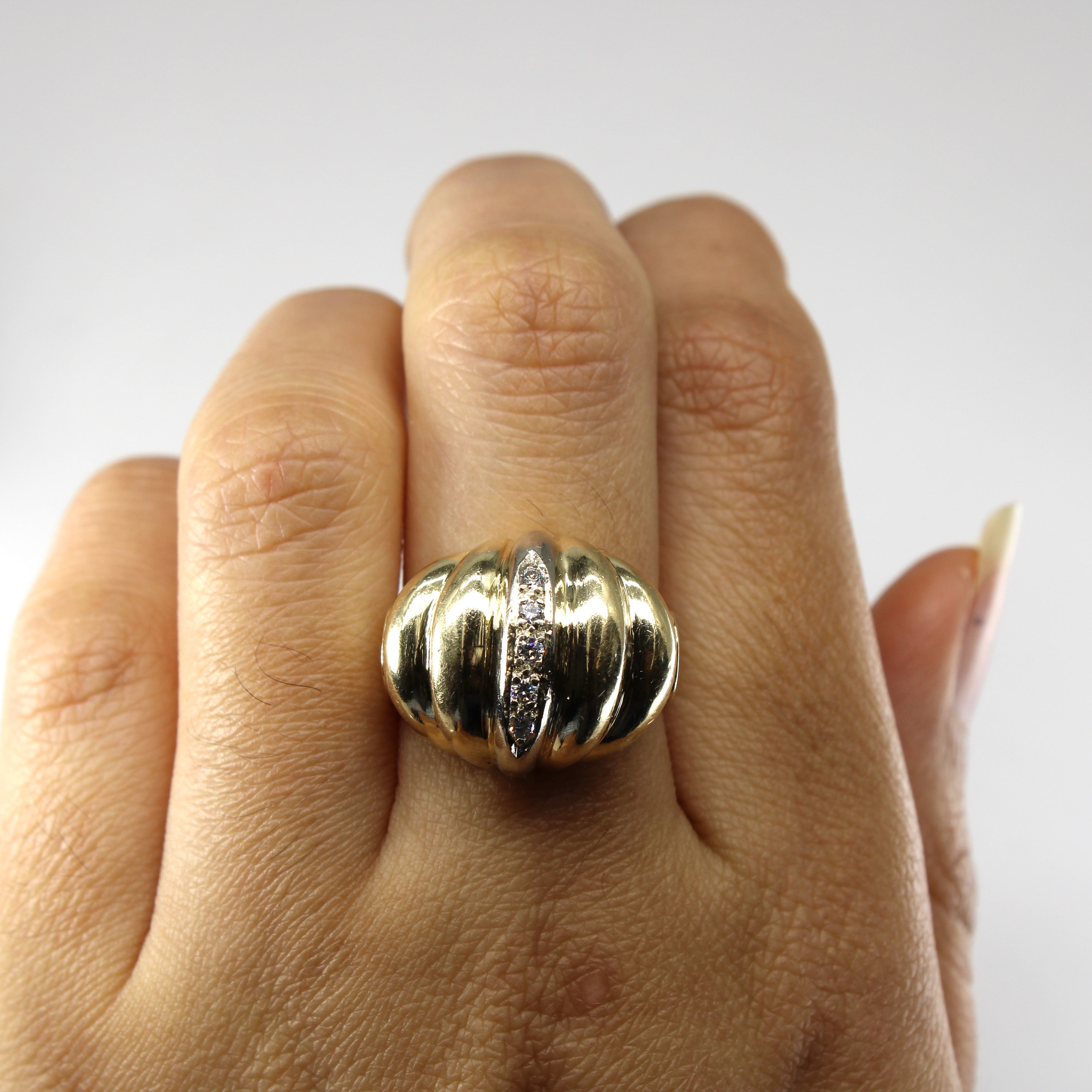 Diamond Gold Dome Ring | 0.10ctw | SZ 7 |