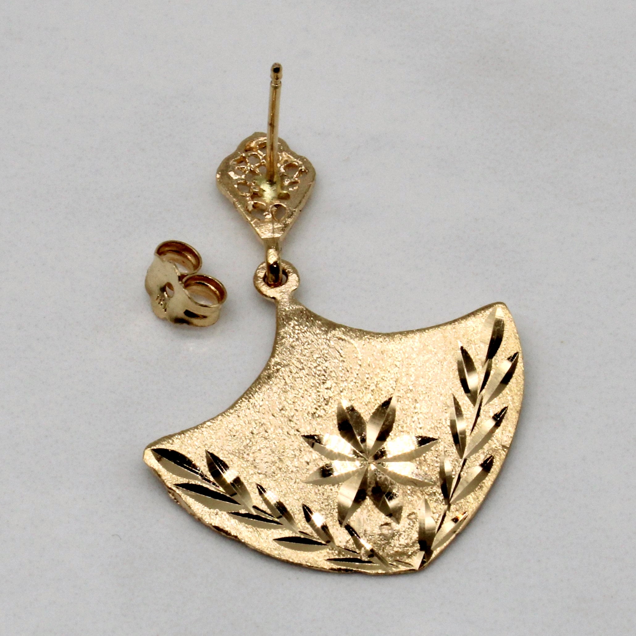 18k Yellow Gold Drop Fan Earrings