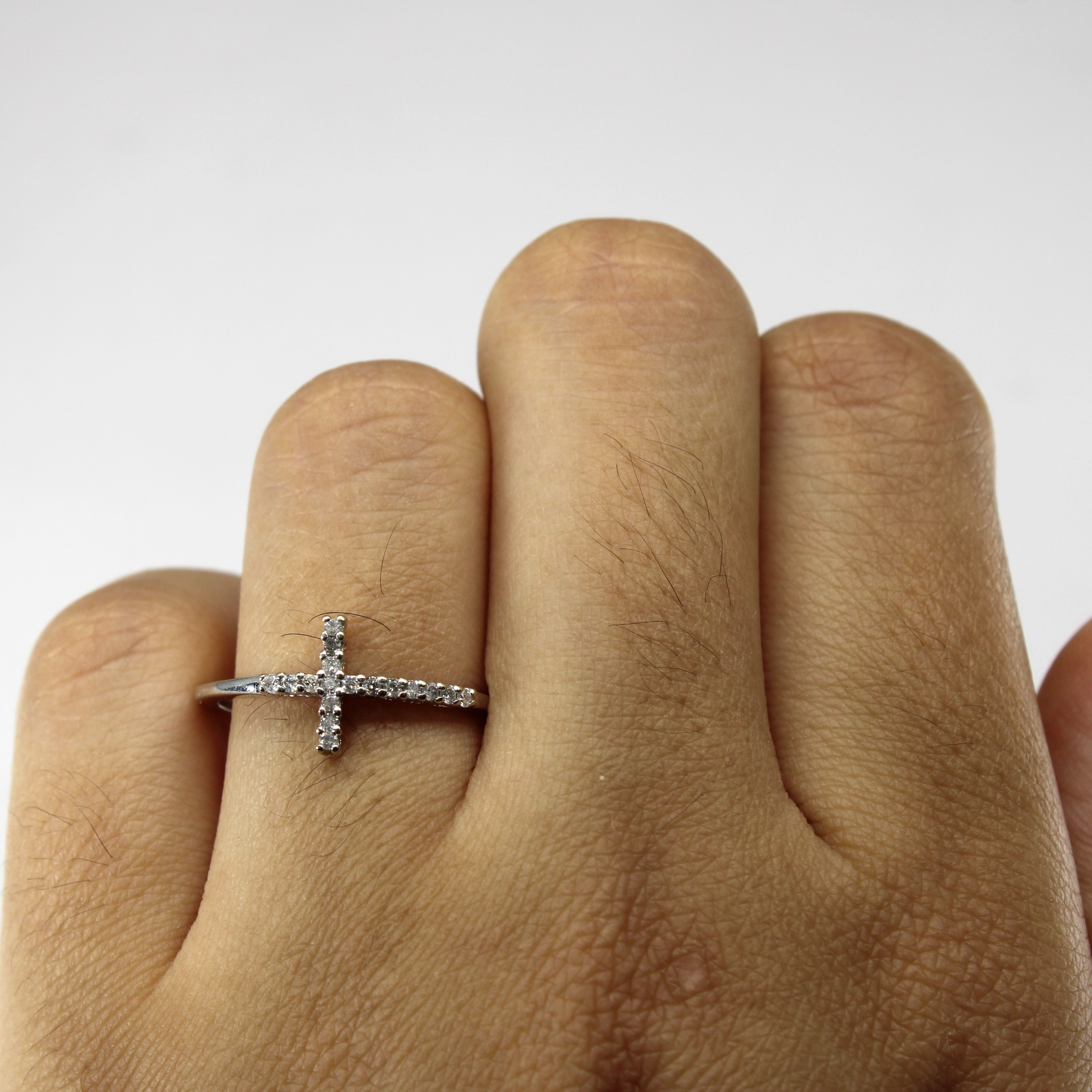 Pave Set Diamond Cross Ring | 0.15ctw | SZ 7 |