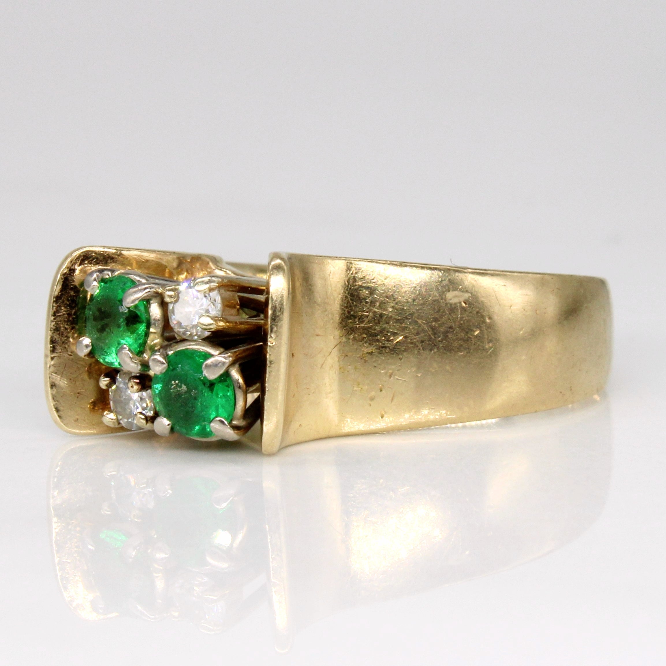 Emerald & Diamond High Set Ring | 0.44ctw, 0.14ctw | SZ 7.25 |