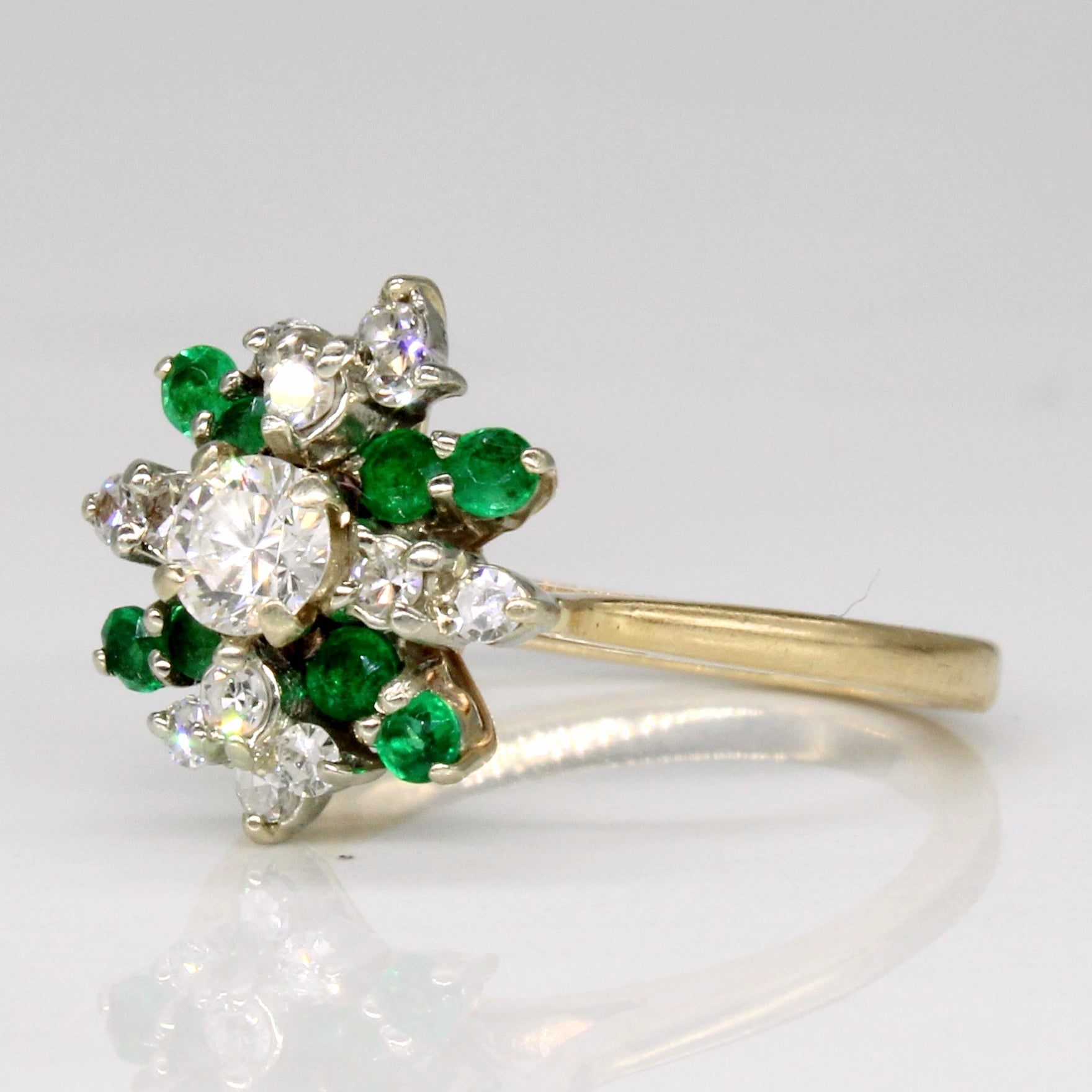 Diamond & Emerald Cluster Ring | 0.29ctw, 0.08ctw | SZ 4 |