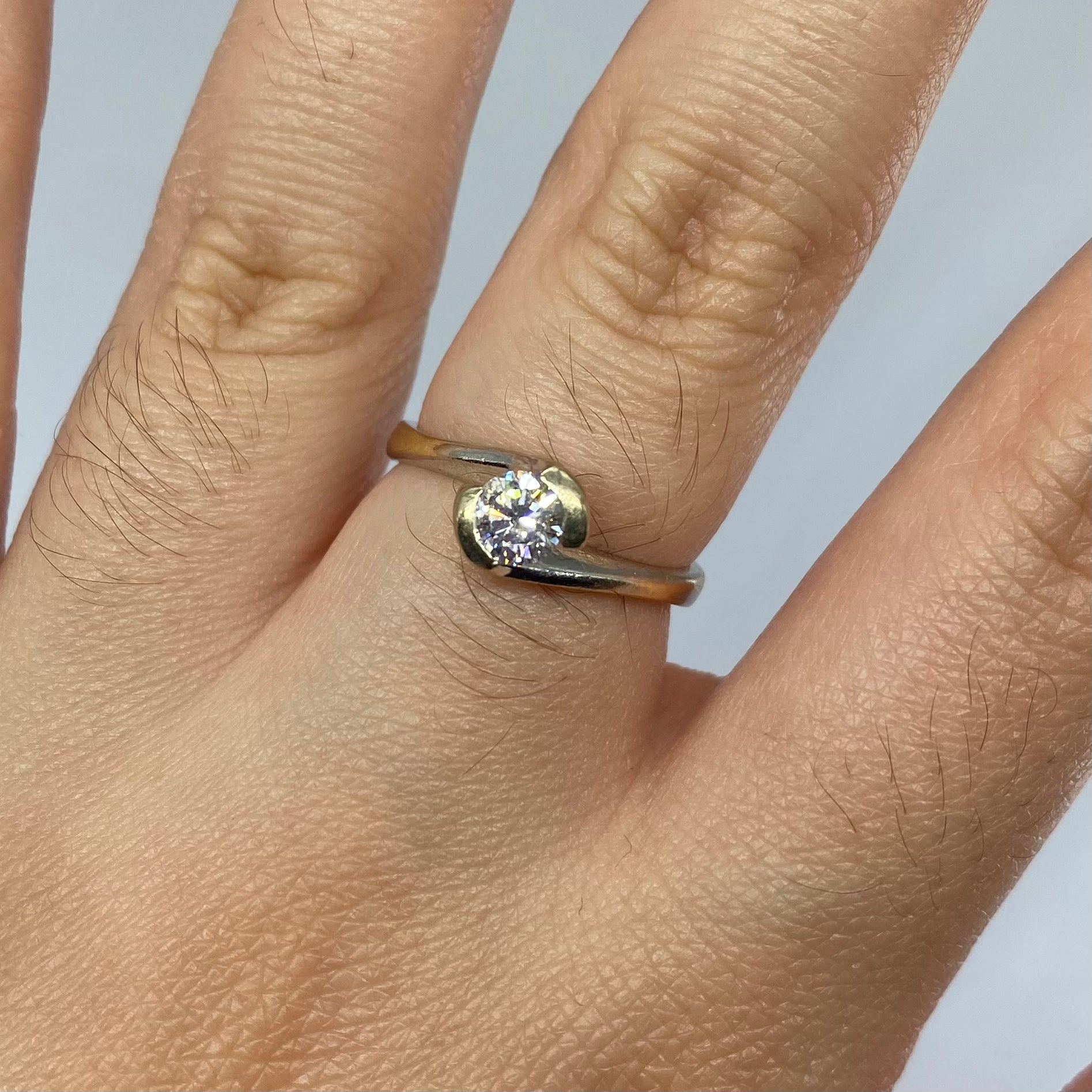 Two-Tone Bypass Diamond Engagement Ring | 0.33ct | SZ 5.75 |