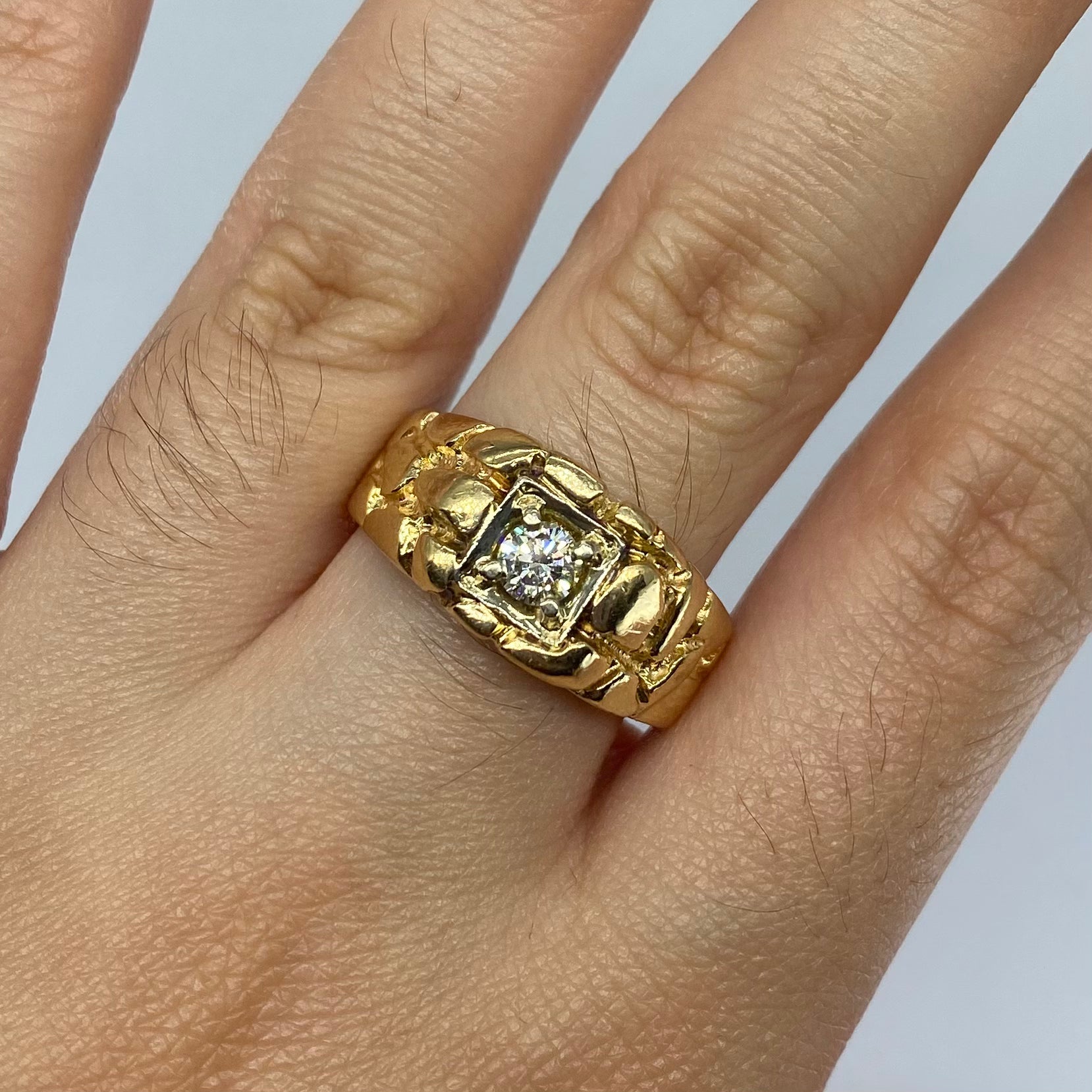 14k Textured Diamond Ring | 0.26ct | SZ 9.75 |