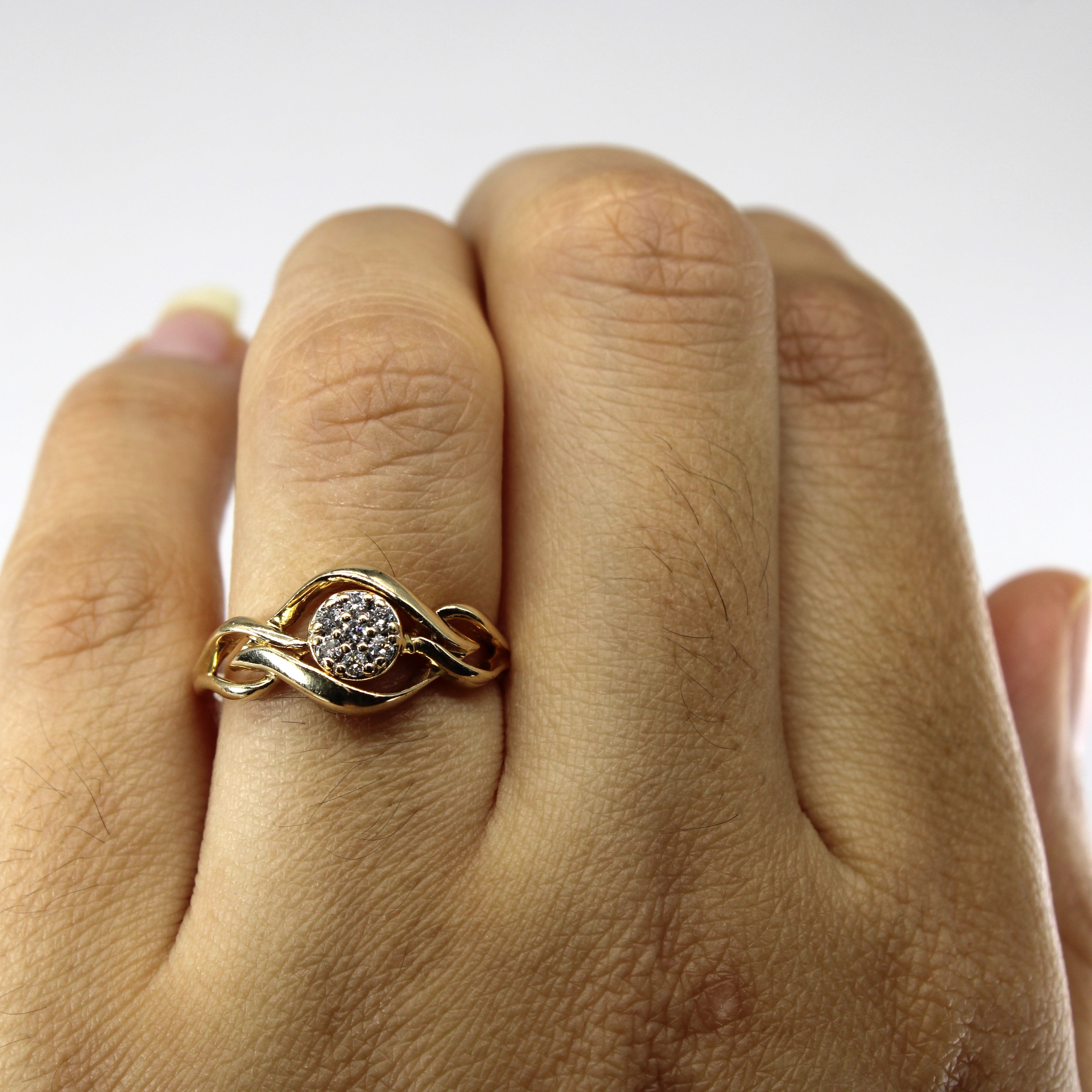 Bague tressée sertie de diamants en grappe | 0,08 ct | Taille 6 |