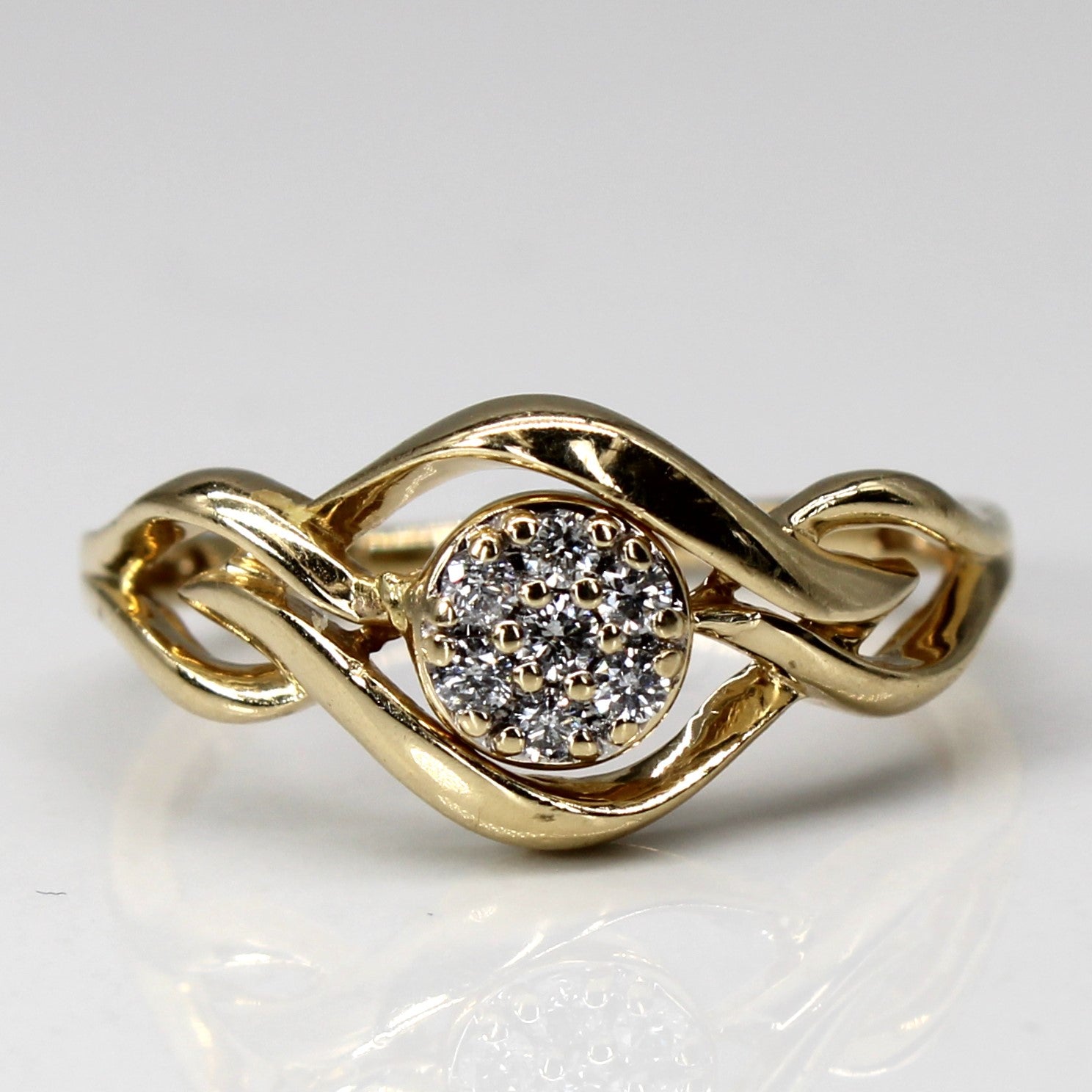 Bague tressée sertie de diamants en grappe | 0,08 ct | Taille 6 |