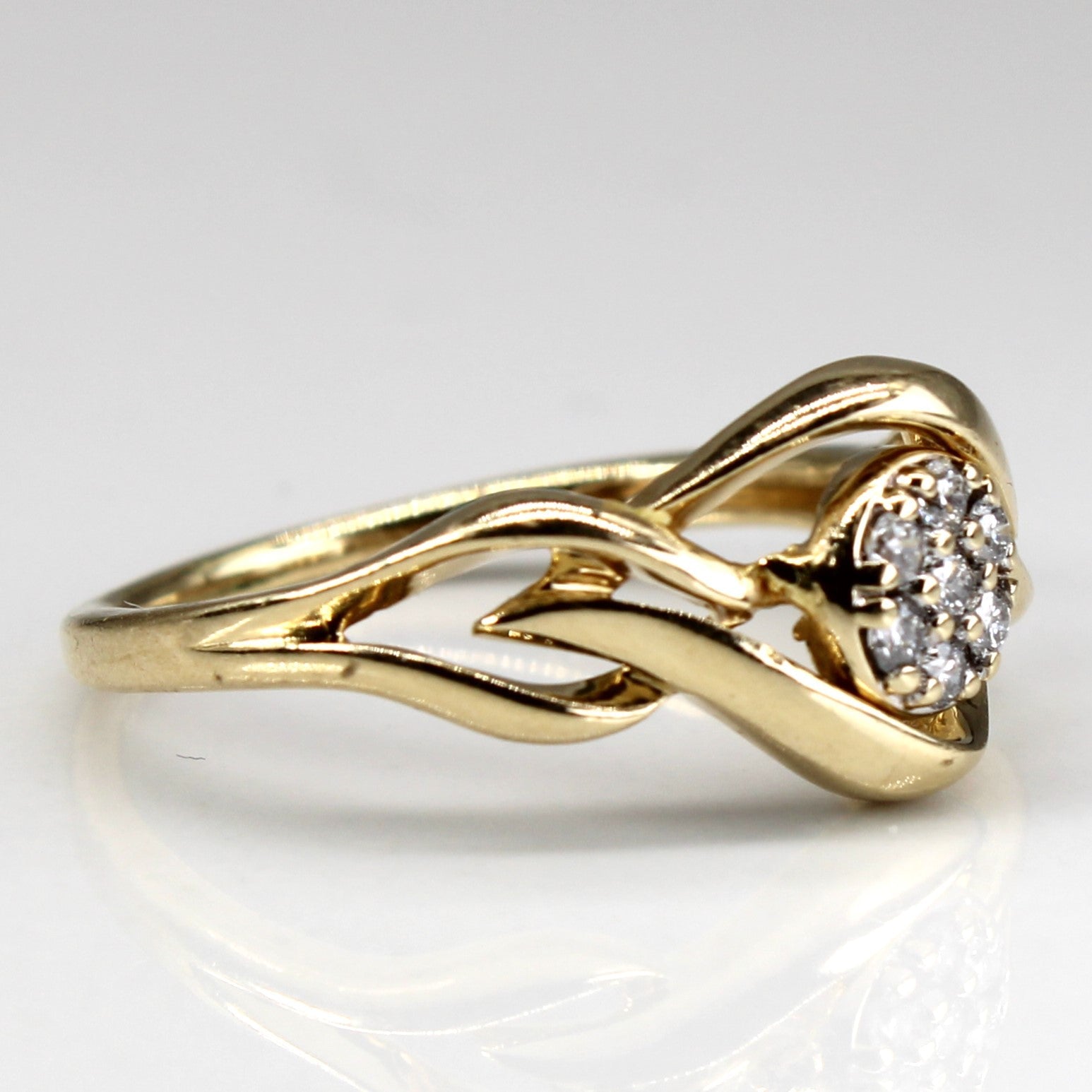 Bague tressée sertie de diamants en grappe | 0,08 ct | Taille 6 |