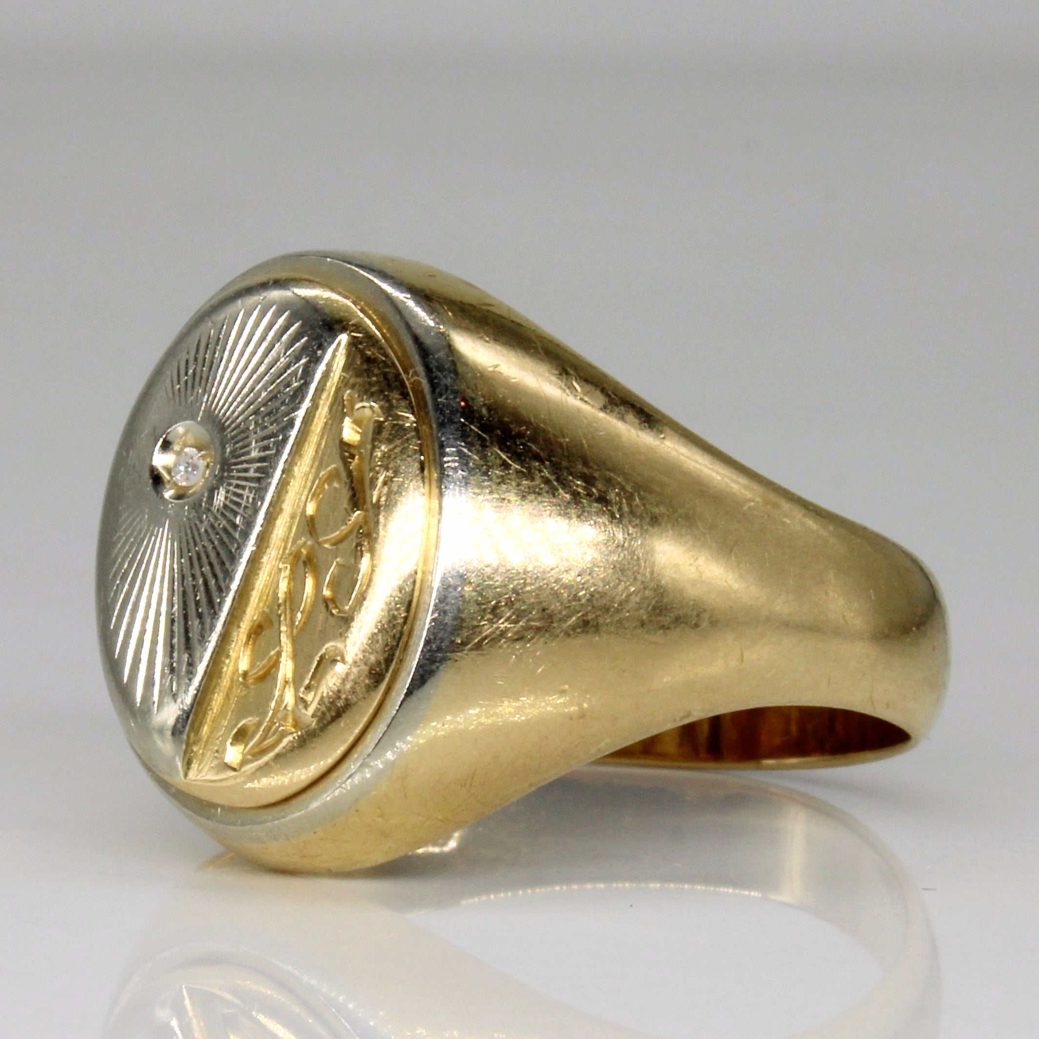 Diamond 'L.Y.' Signet Ring | 0.01ct | SZ 10.5 |