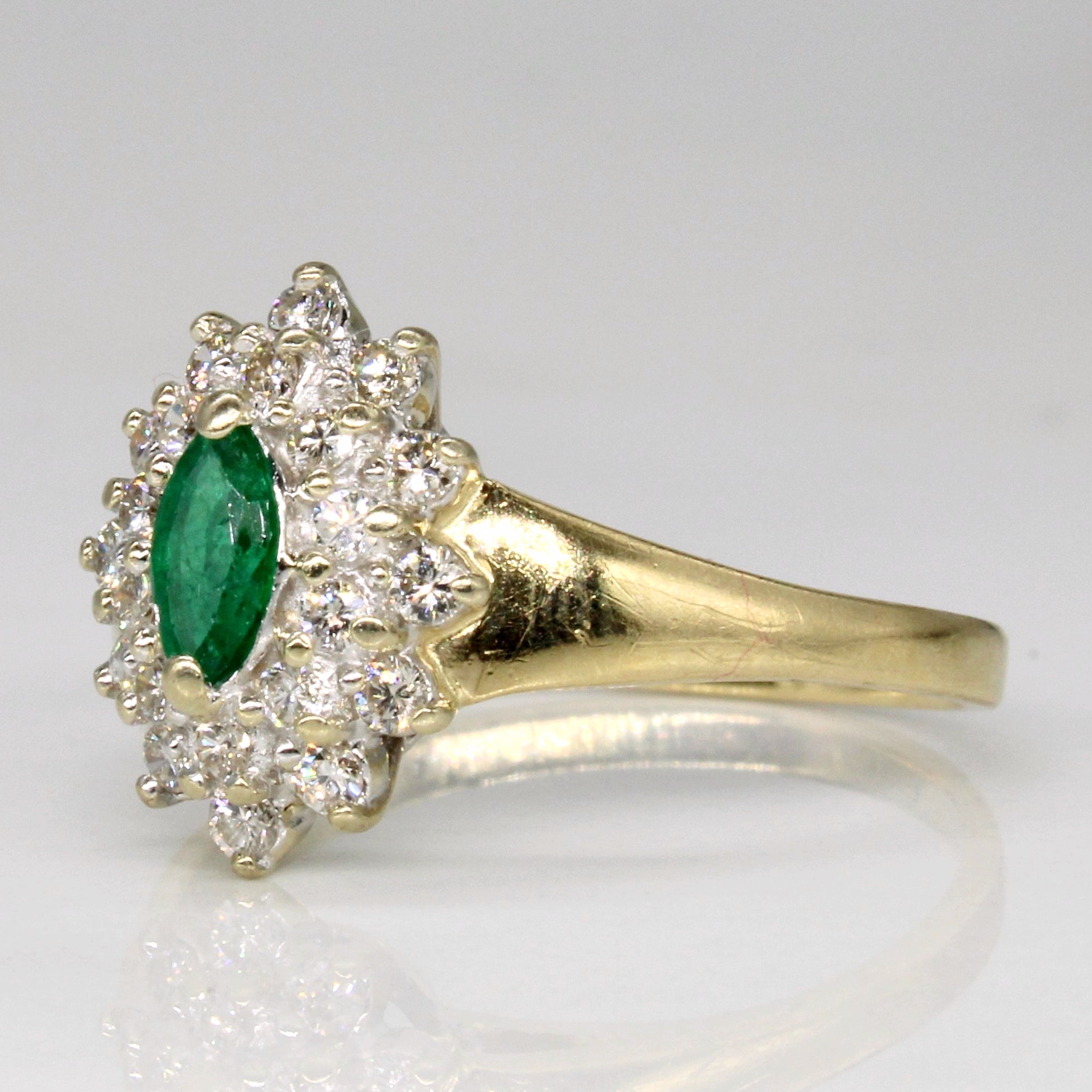 Diamond & Emerald Cluster Ring | 0.39ctw, 0.18ct | SZ 7.75 |