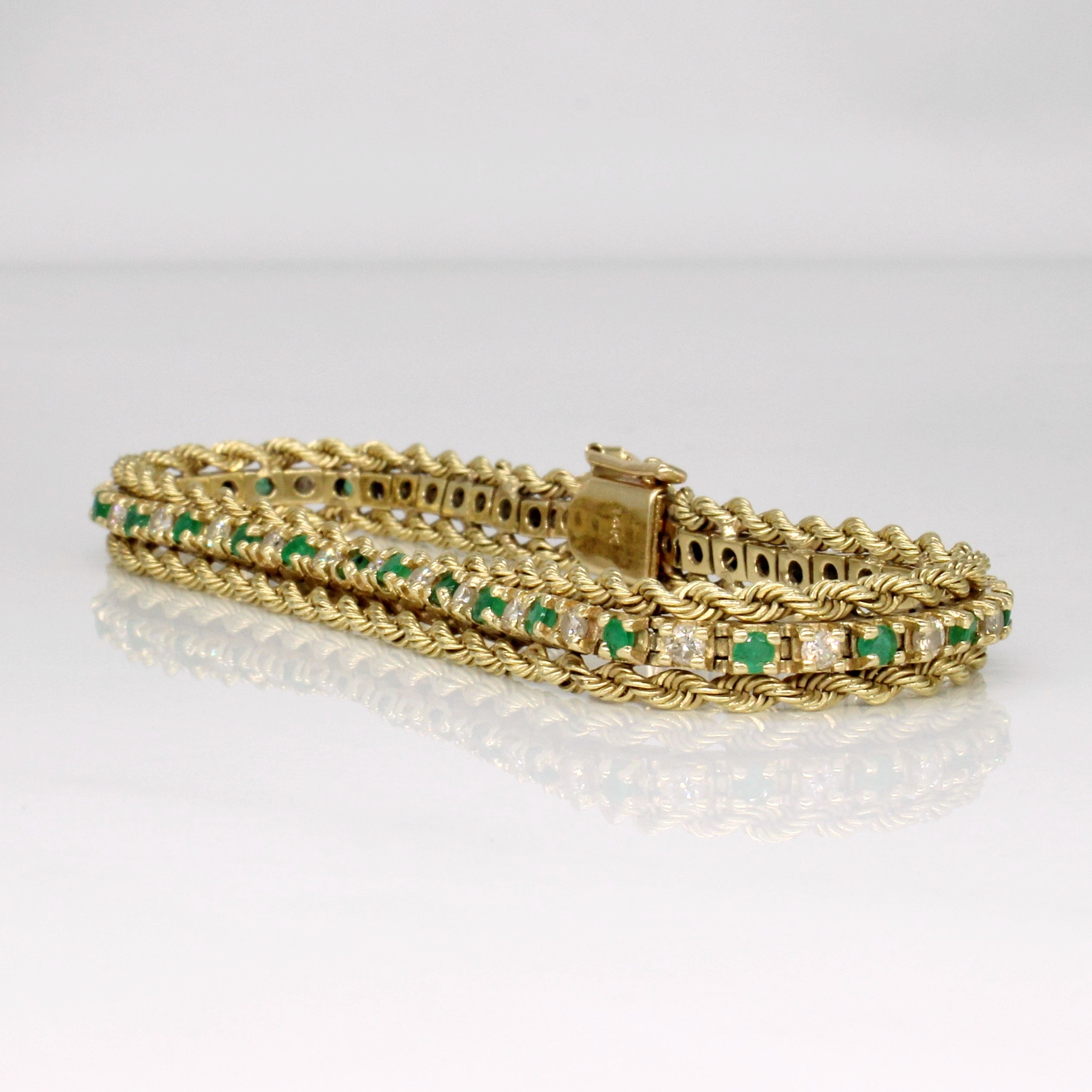 Emerald & Diamond Bracelet | 1.16ctw, 1.12ctw | 7" |
