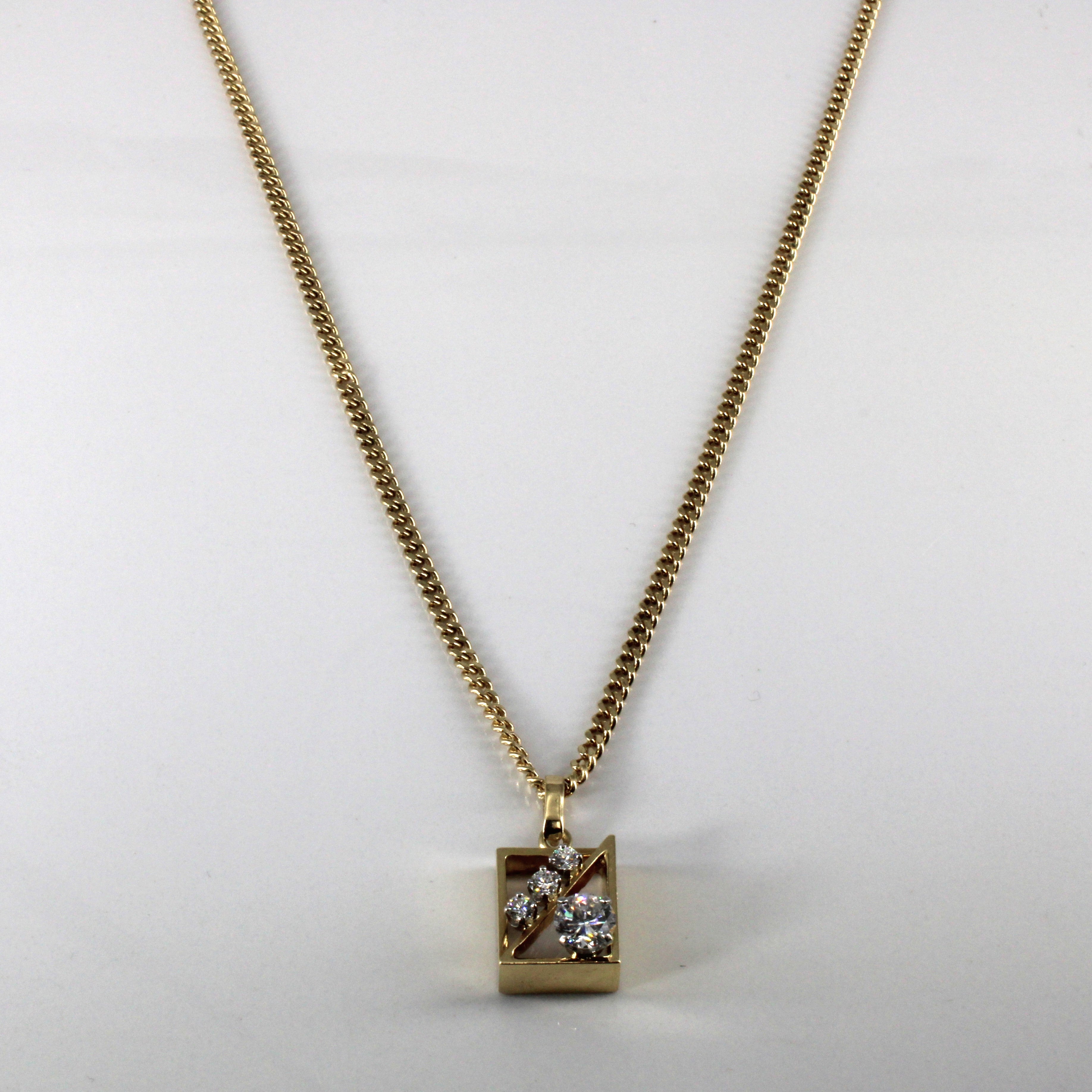 Diamond Pendant Curb Link Chain Necklace | 0.93ctw | 18"|