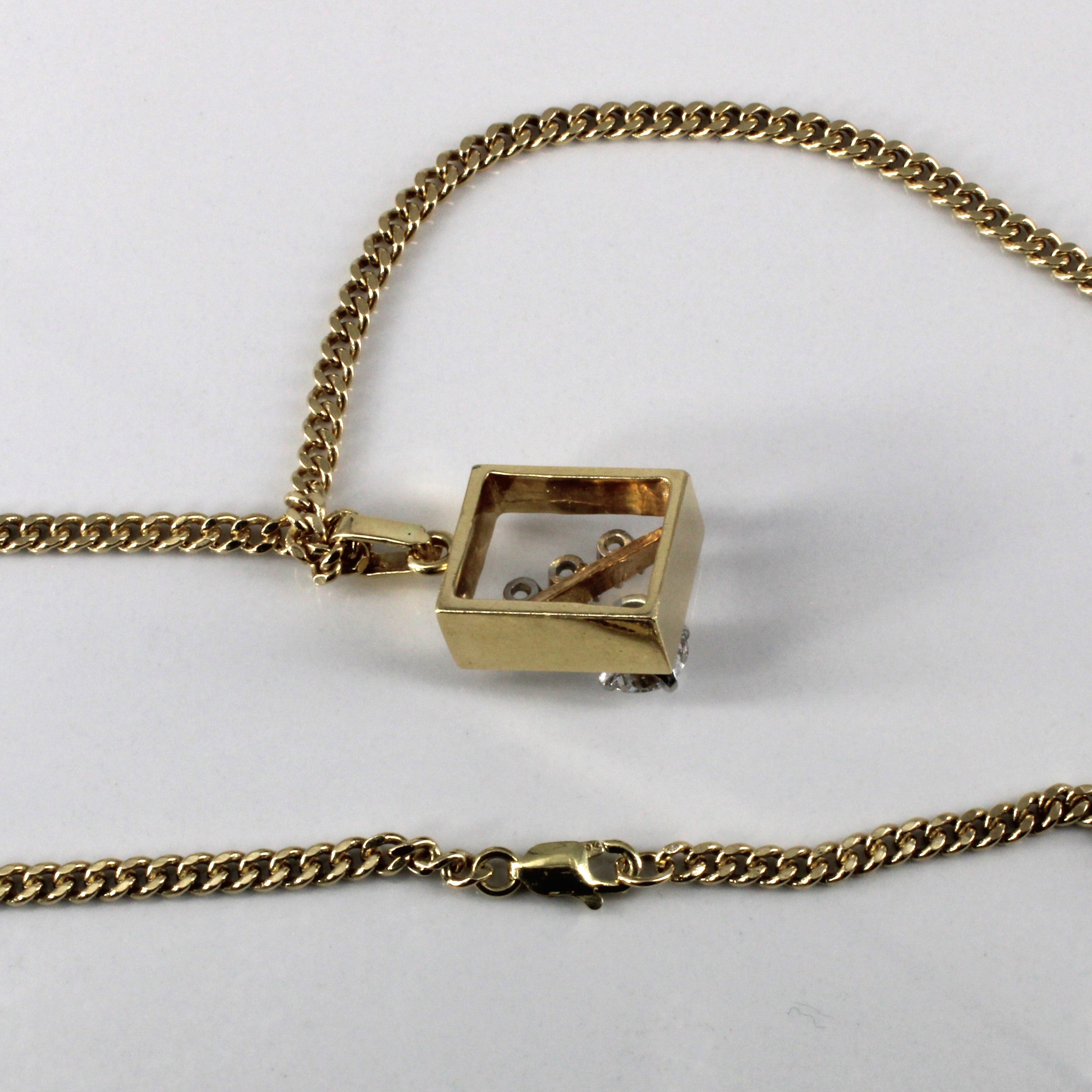 Diamond Pendant Curb Link Chain Necklace | 0.93ctw | 18"|