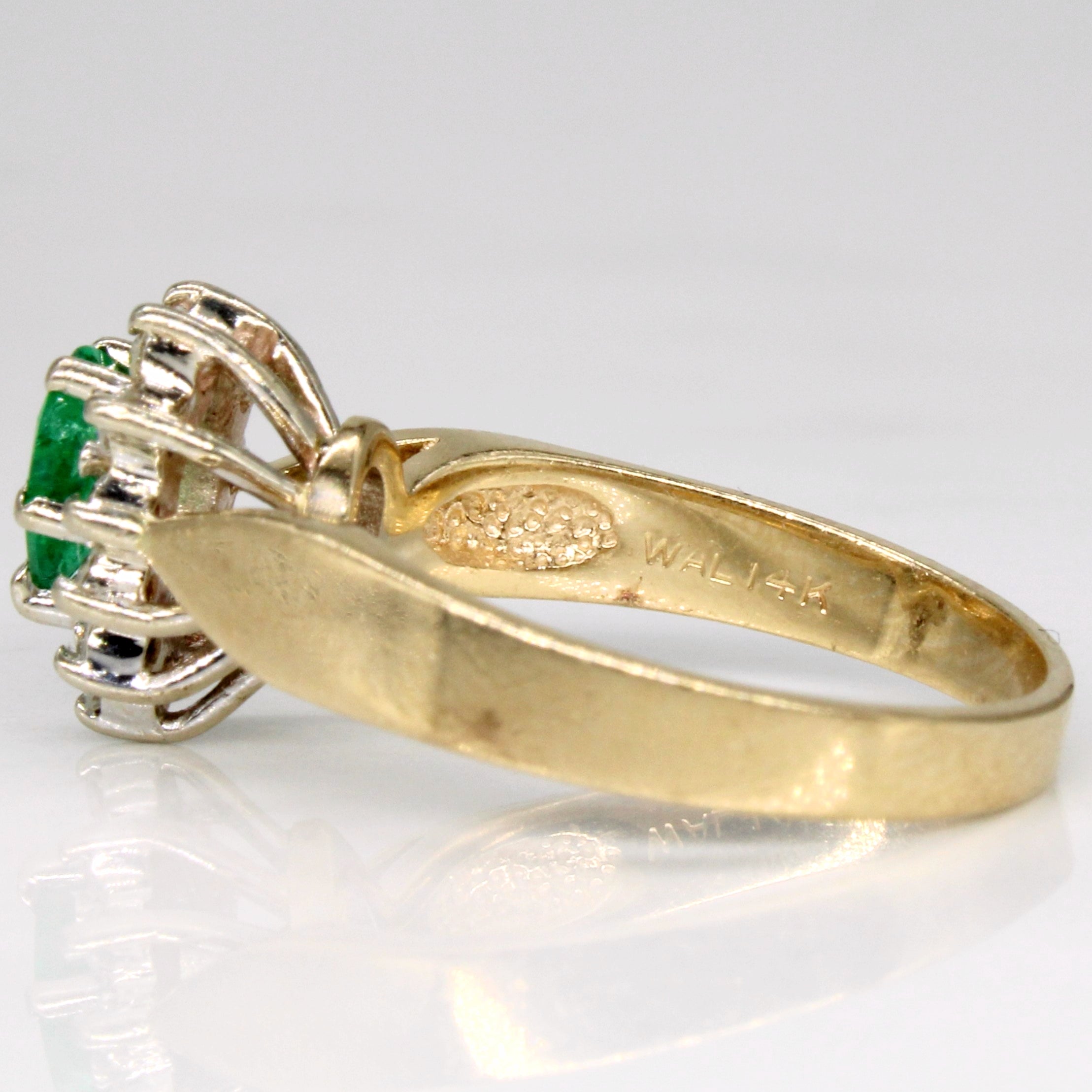 Emerald & Diamond Halo Ring | 0.36ct, 0.11ctw | SZ 6 |