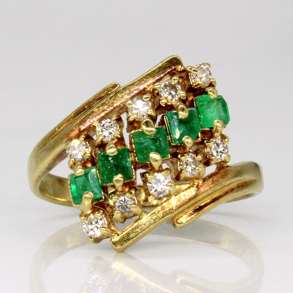 Emerald & Diamond Waterfall Ring | 0.35ctw, 0.20ctw | SZ 5.25 |