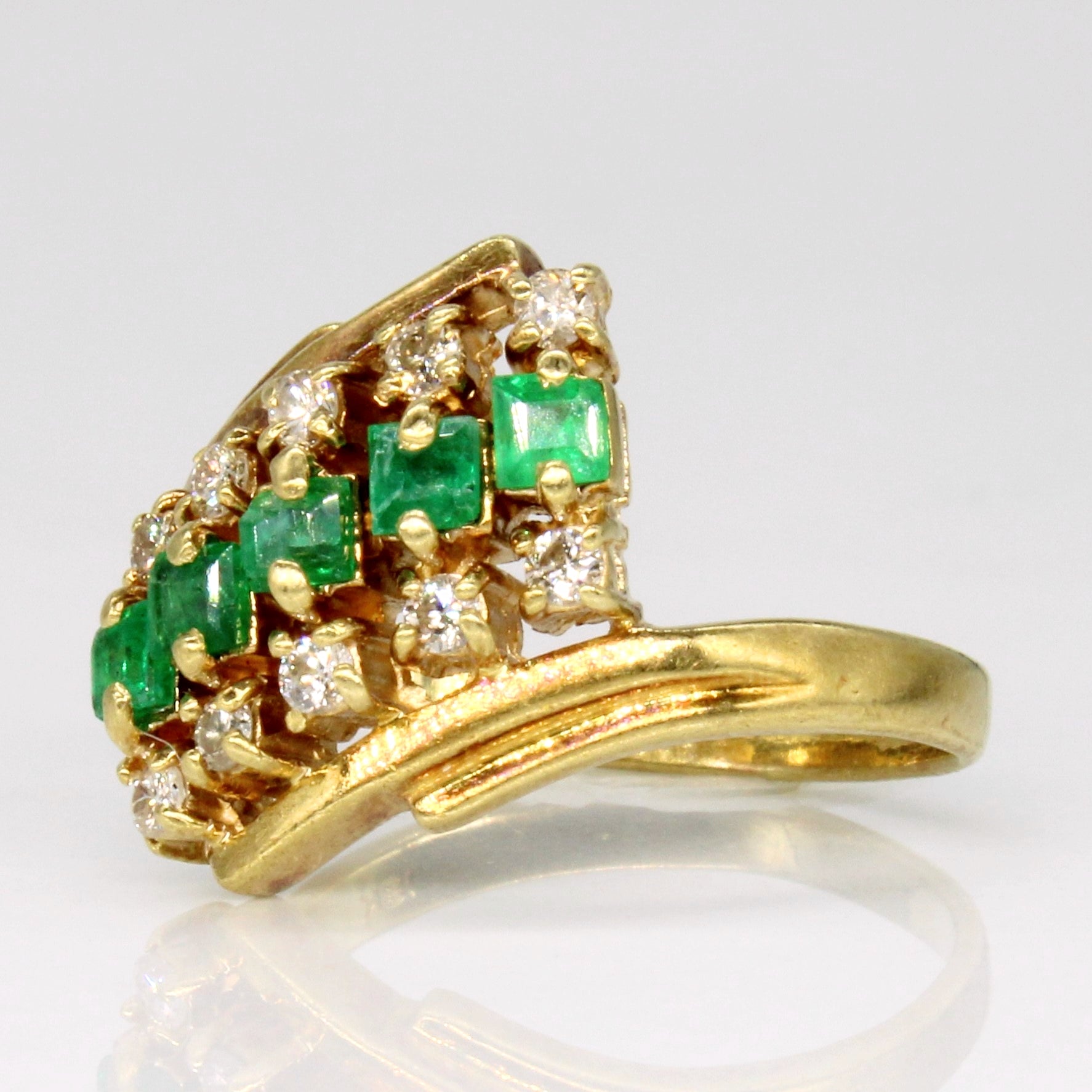 Emerald & Diamond Waterfall Ring | 0.35ctw, 0.20ctw | SZ 5.25 |