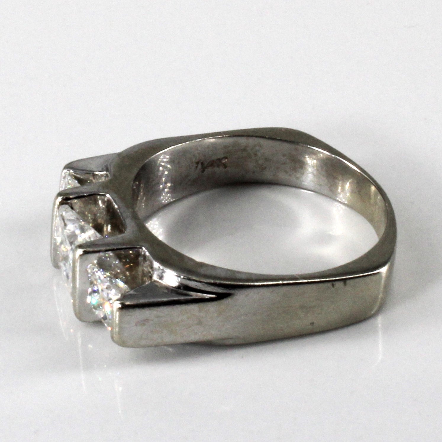 Three Stone Princess Diamond Ring | 1.40ctw SI-I1 D/E | SZ 6.5 |
