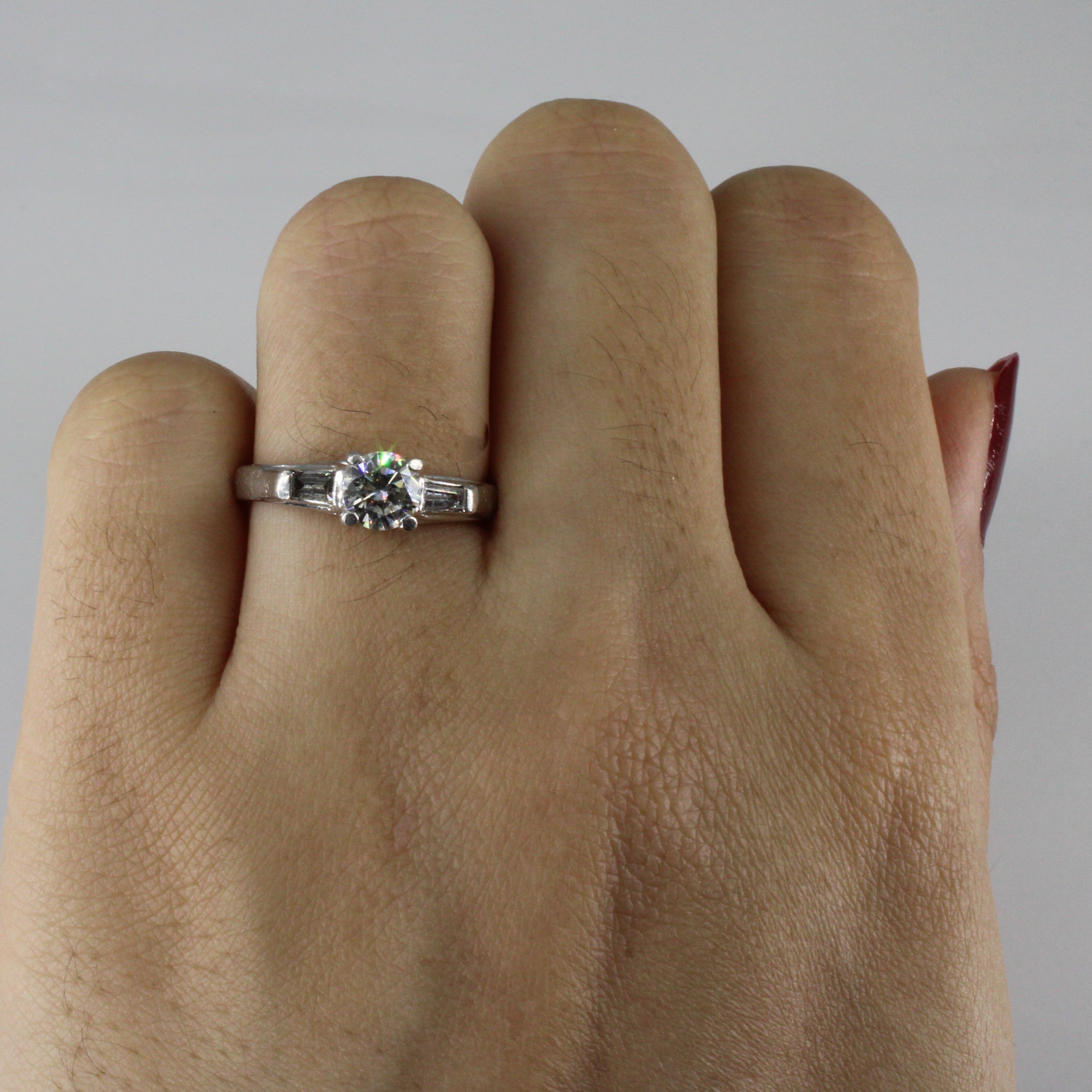 Three Stone Diamond Engagement Ring | 0.83ctw SI2 I/J | SZ 6 |