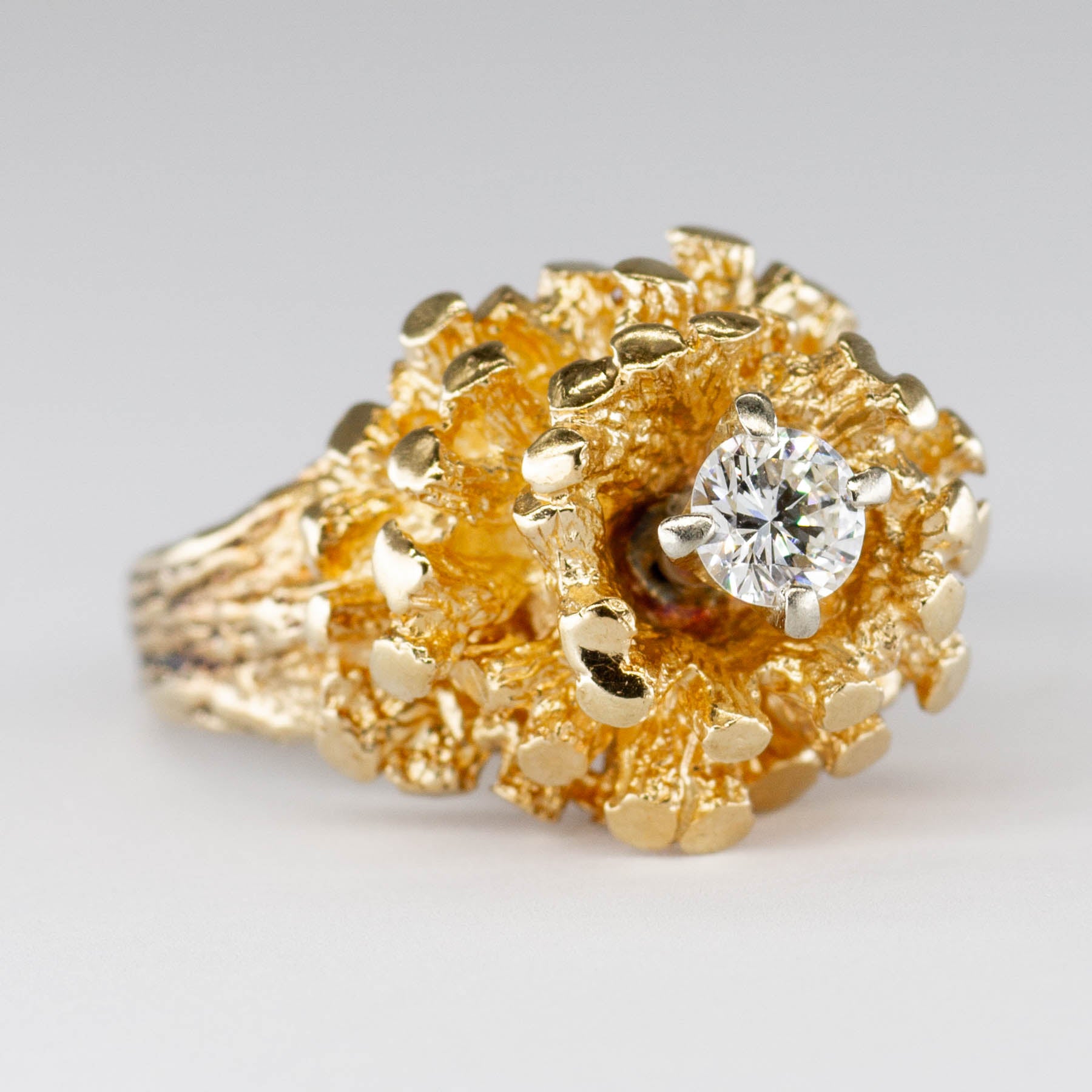High Set Solitaire Diamond Textured Ring | 0.26ct | SZ 6 |
