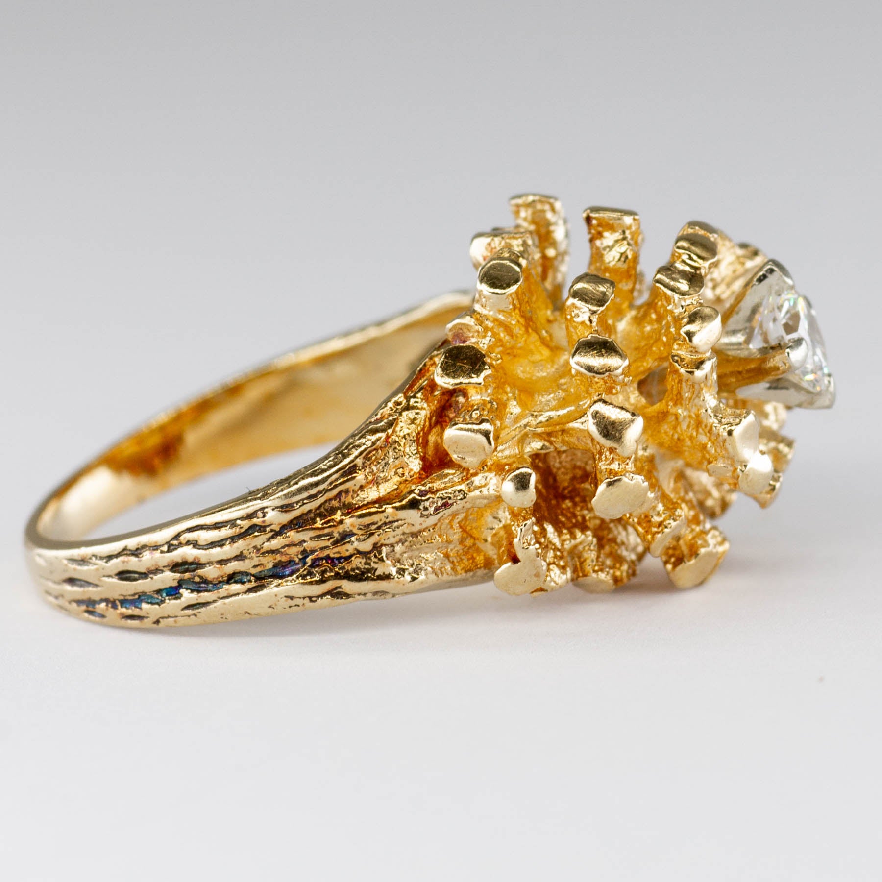 High Set Solitaire Diamond Textured Ring | 0.26ct | SZ 6 |