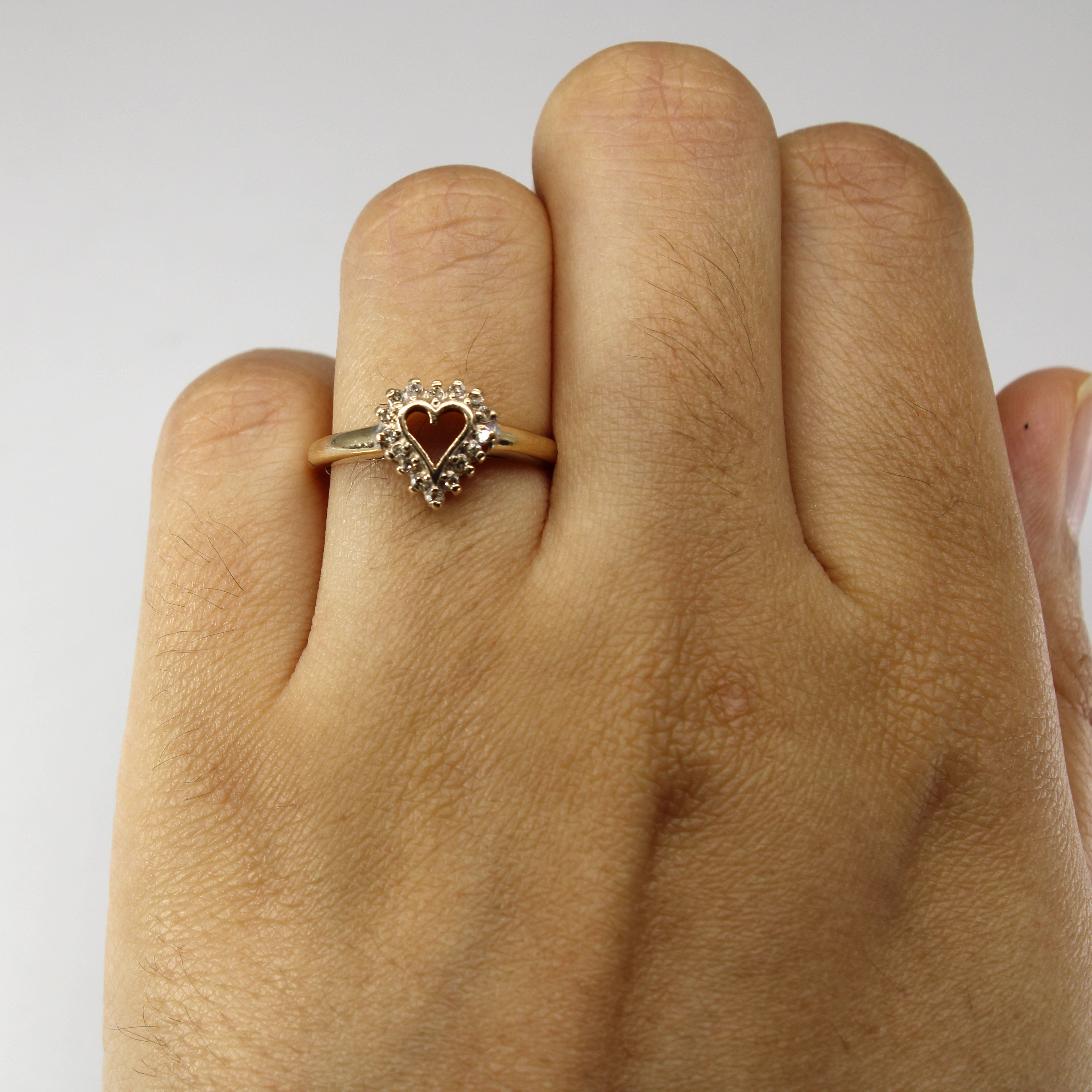 Diamond Heart Design Gold Ring | 0.08ctw | SZ 6 |