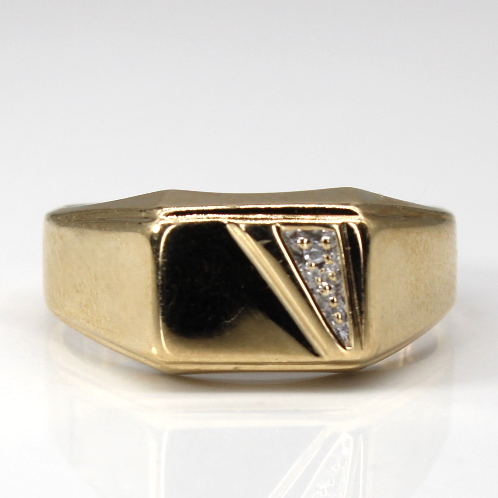 Diamond Signet Gold Ring | 0.01ct | SZ 10.75 |