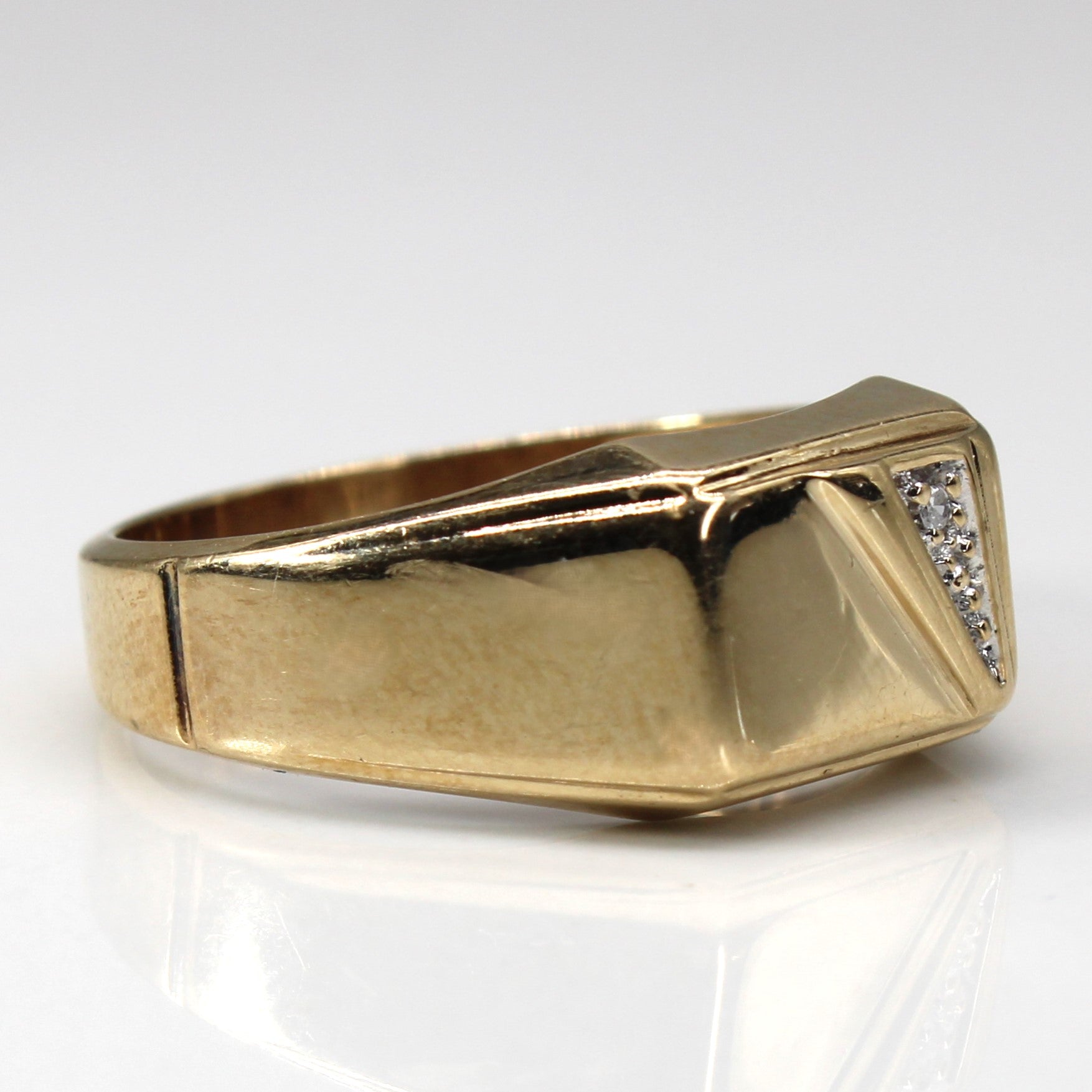Diamond Signet Gold Ring | 0.01ct | SZ 10.75 |