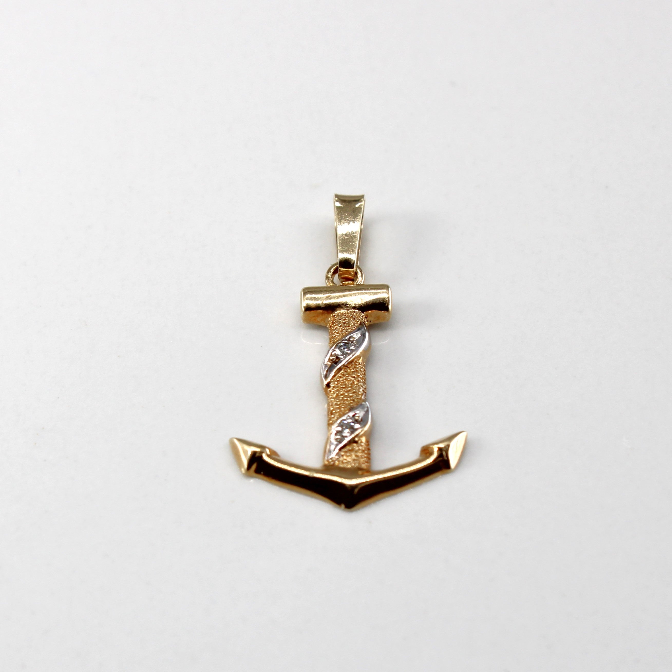 Yellow Gold Diamond Anchor Pendant | 0.02ctw |