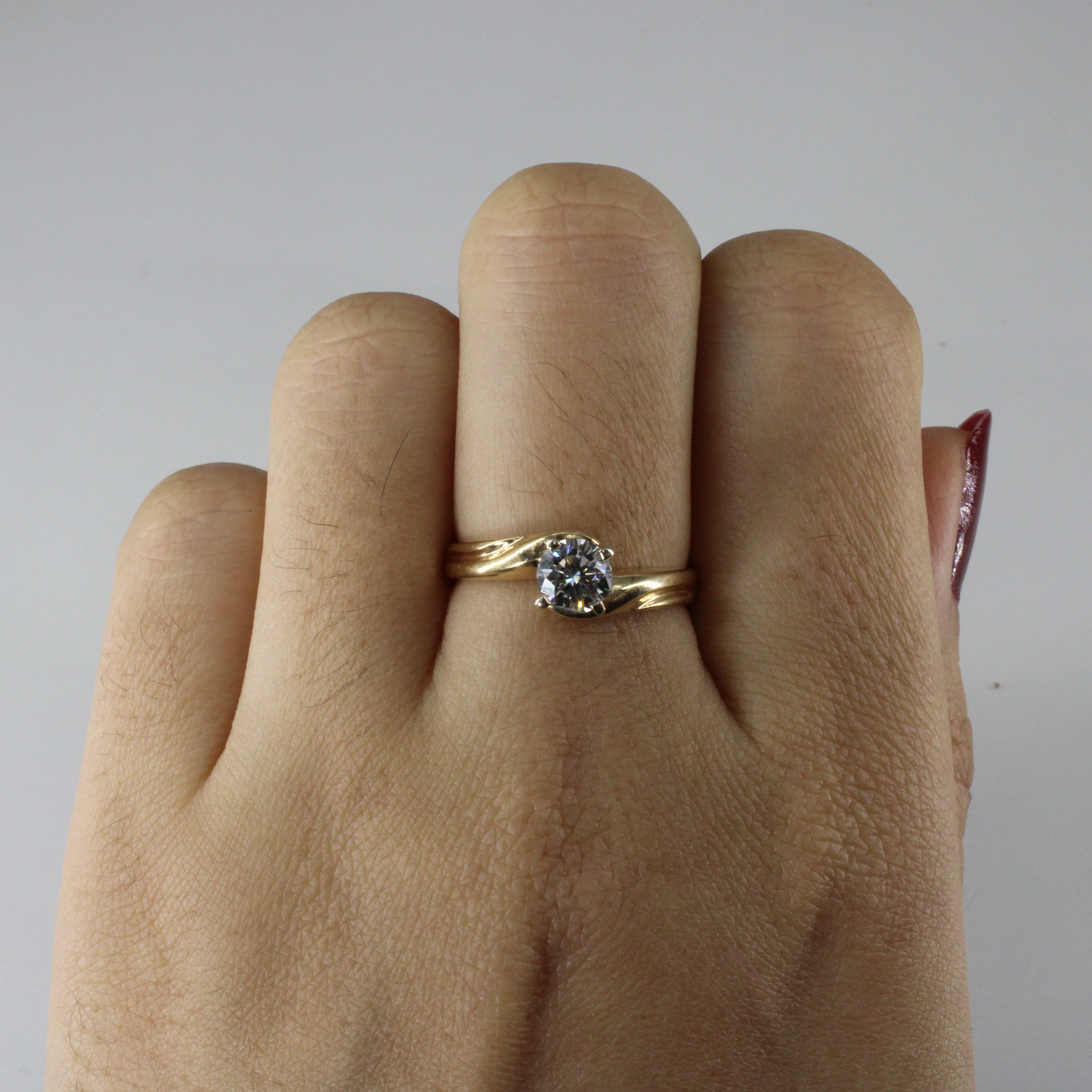 Bypass Solitaire Diamond Engagement Ring | 0.57ct | SZ 6.75 |