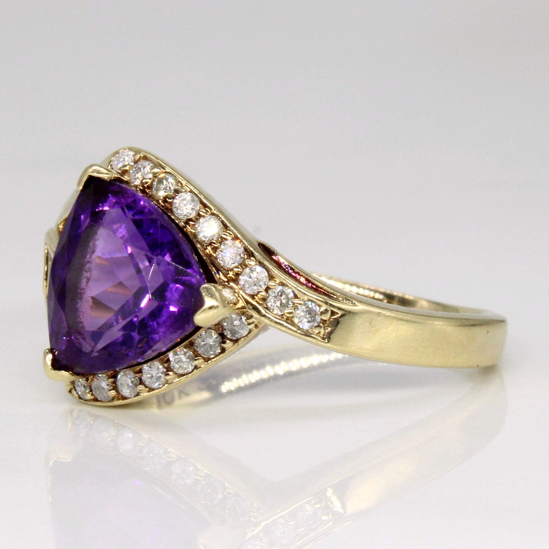 Amethyst & Diamond Cocktail Ring | SZ 9.25 |