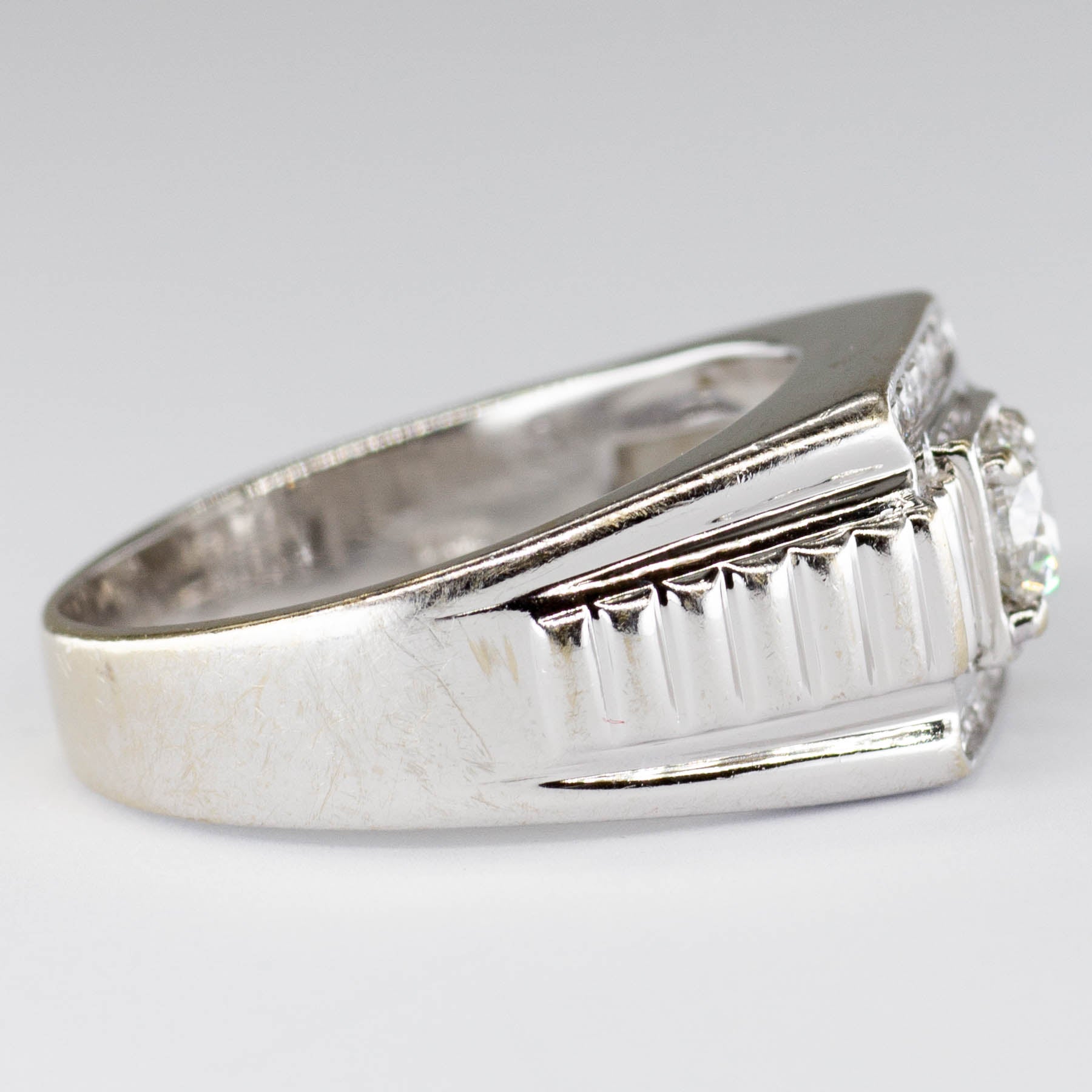 Channel Diamond Textured Gold Ring | 0.52ctw | SZ 7.75 |