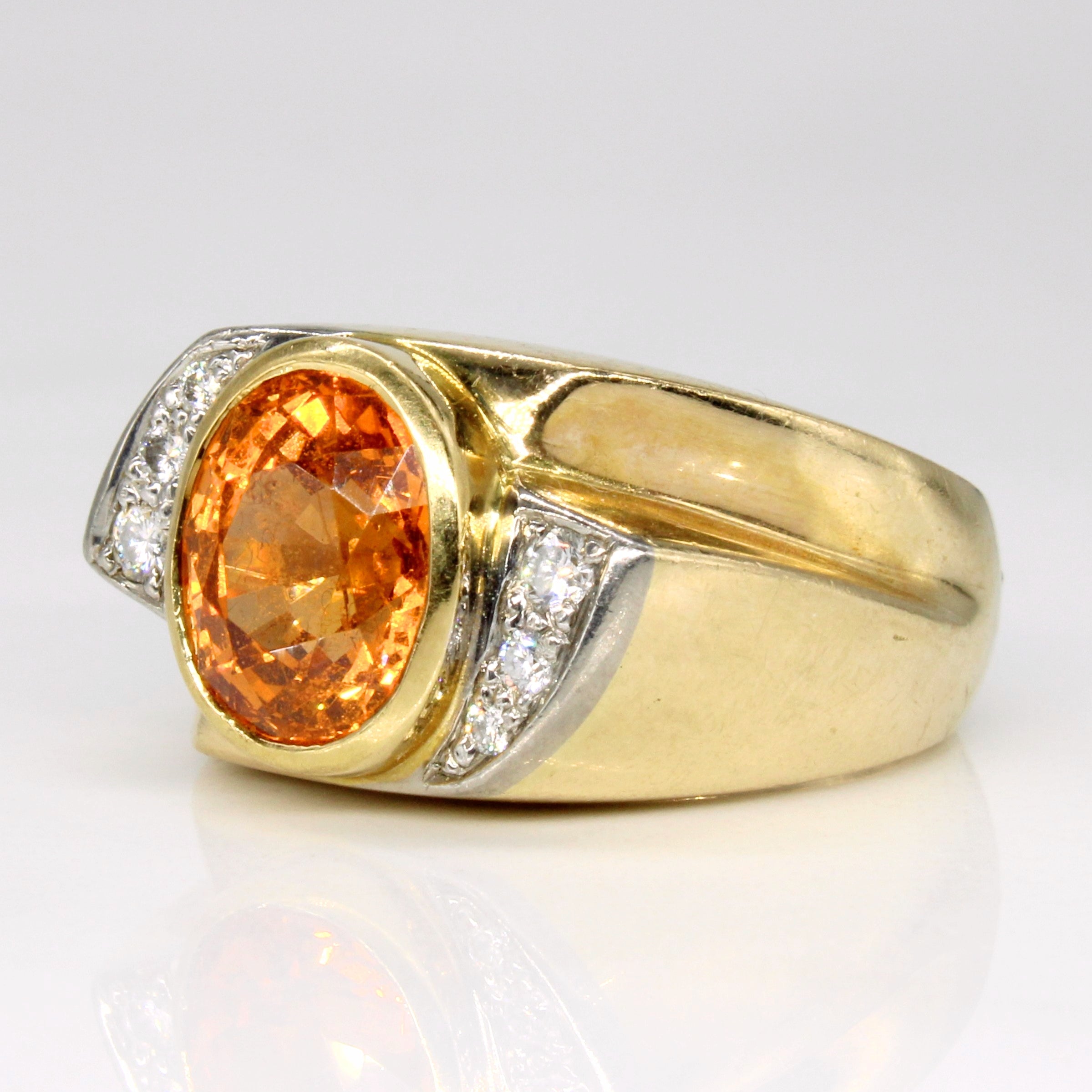 Mandarin Garnet & Diamond Cocktail Ring | 4.10ct, 0.16ctw | SZ 6.25 |