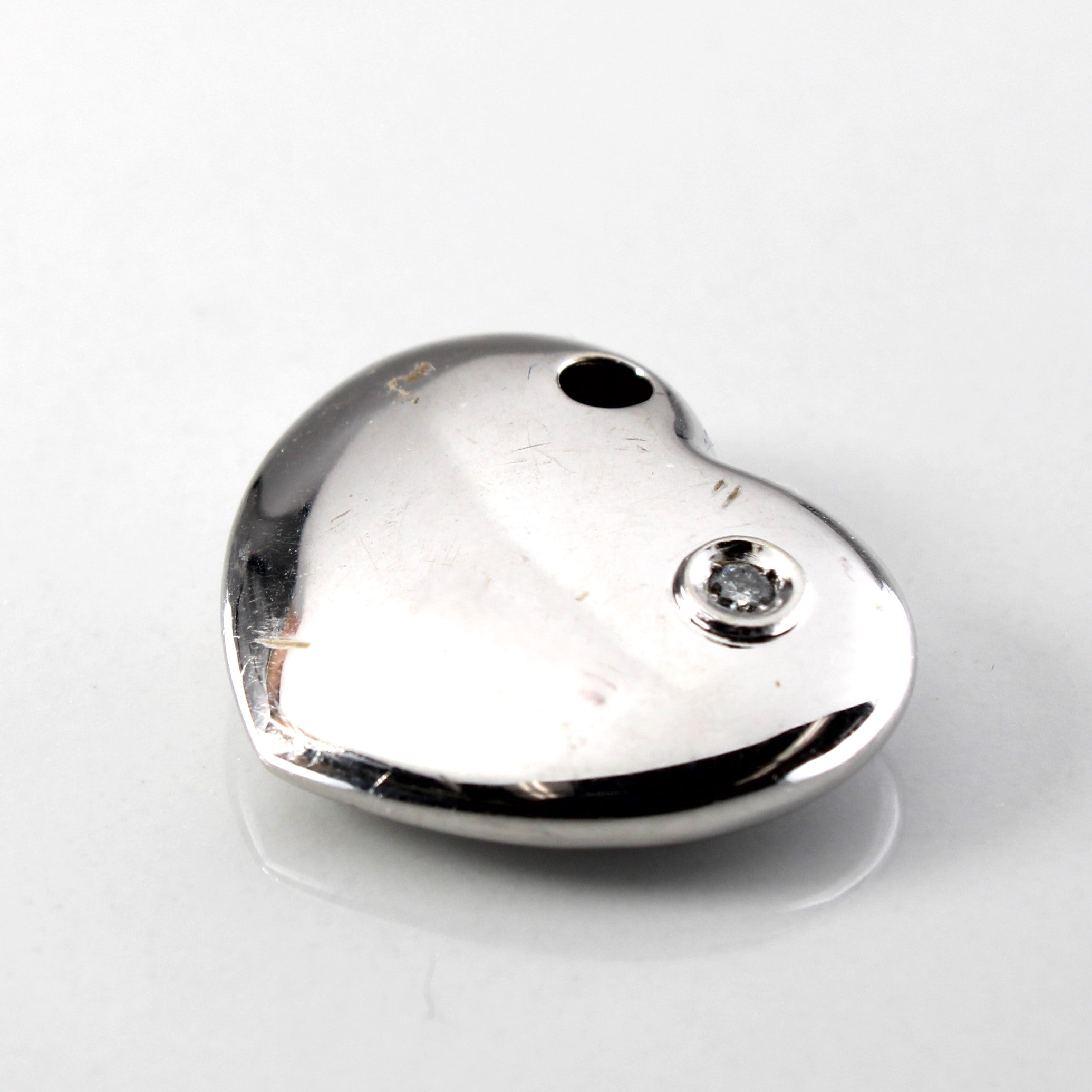 Italian Puffed Heart Diamond Pendant | 0.03ct |