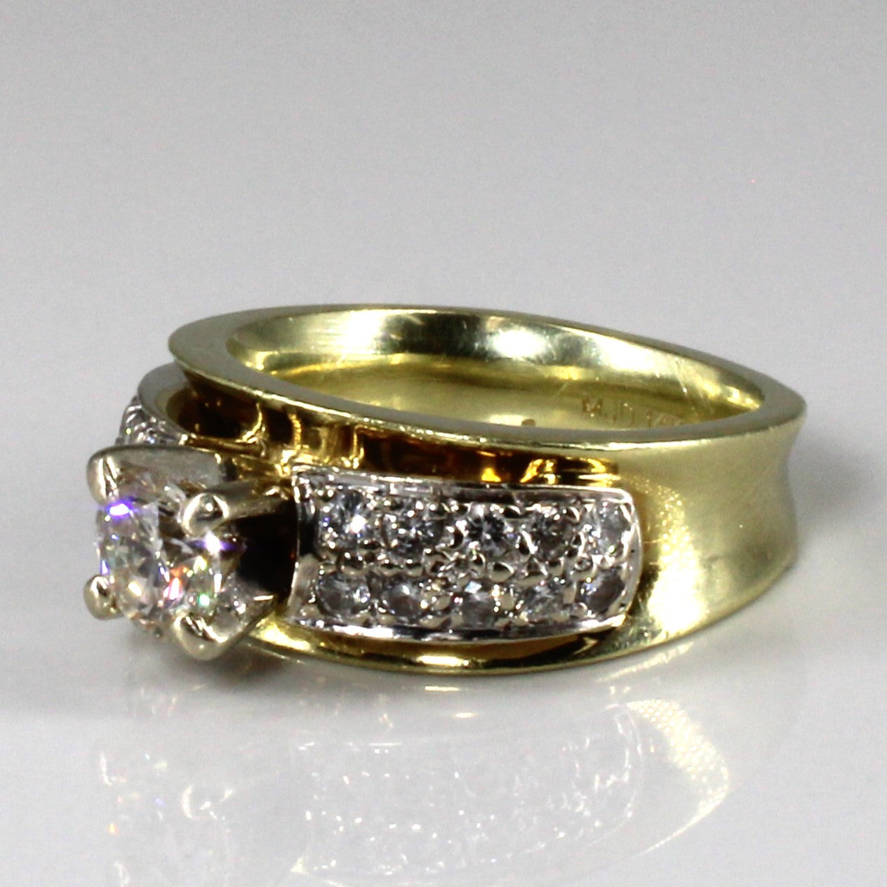 Solitaire with Cluster Accents Diamond Engagement Ring | 1.18ctw SI2 K/L | SZ 6 |