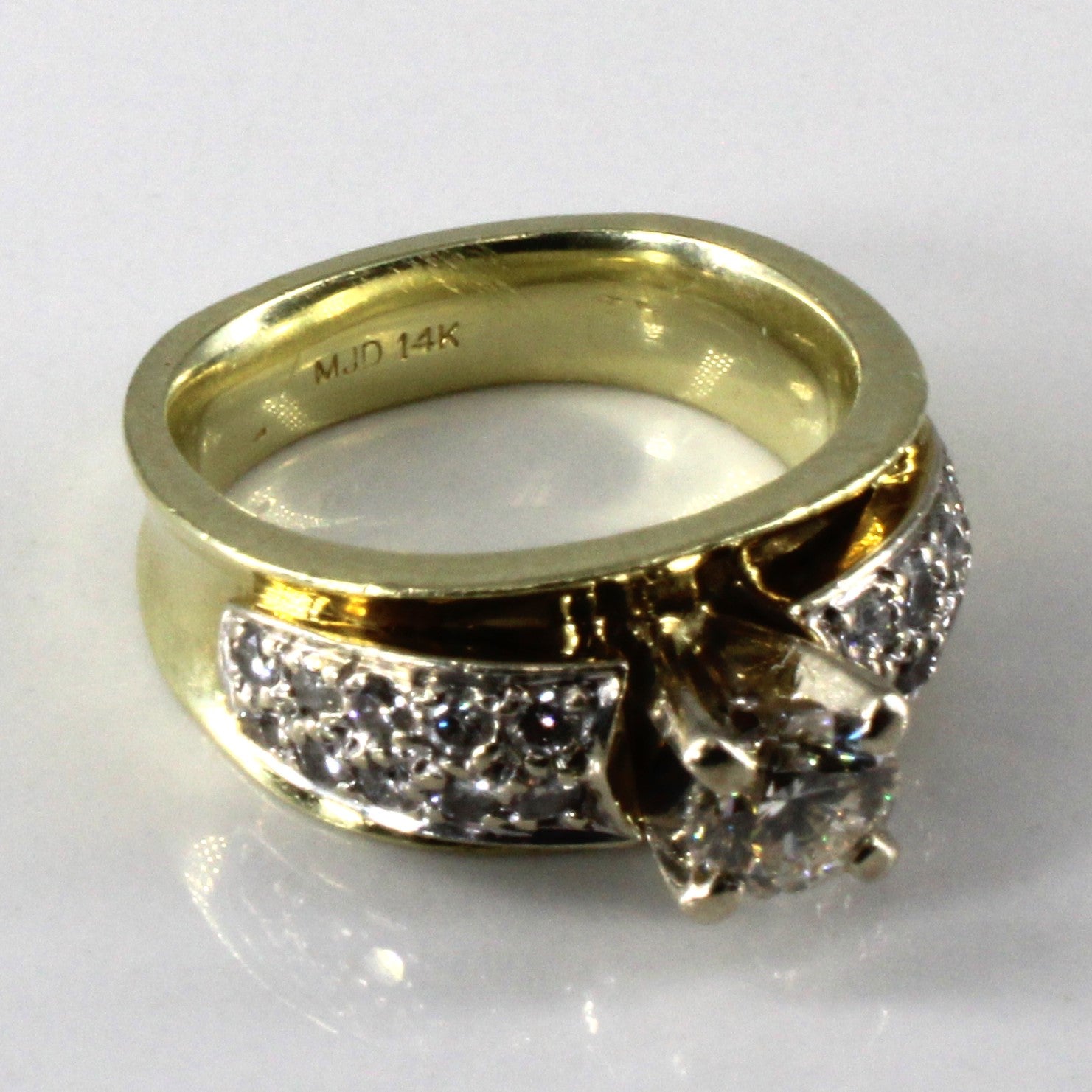 Solitaire with Cluster Accents Diamond Engagement Ring | 1.18ctw SI2 K/L | SZ 6 |