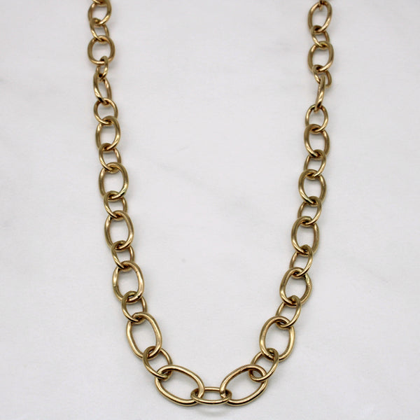 14k Yellow Gold Oval Link Necklace | 34