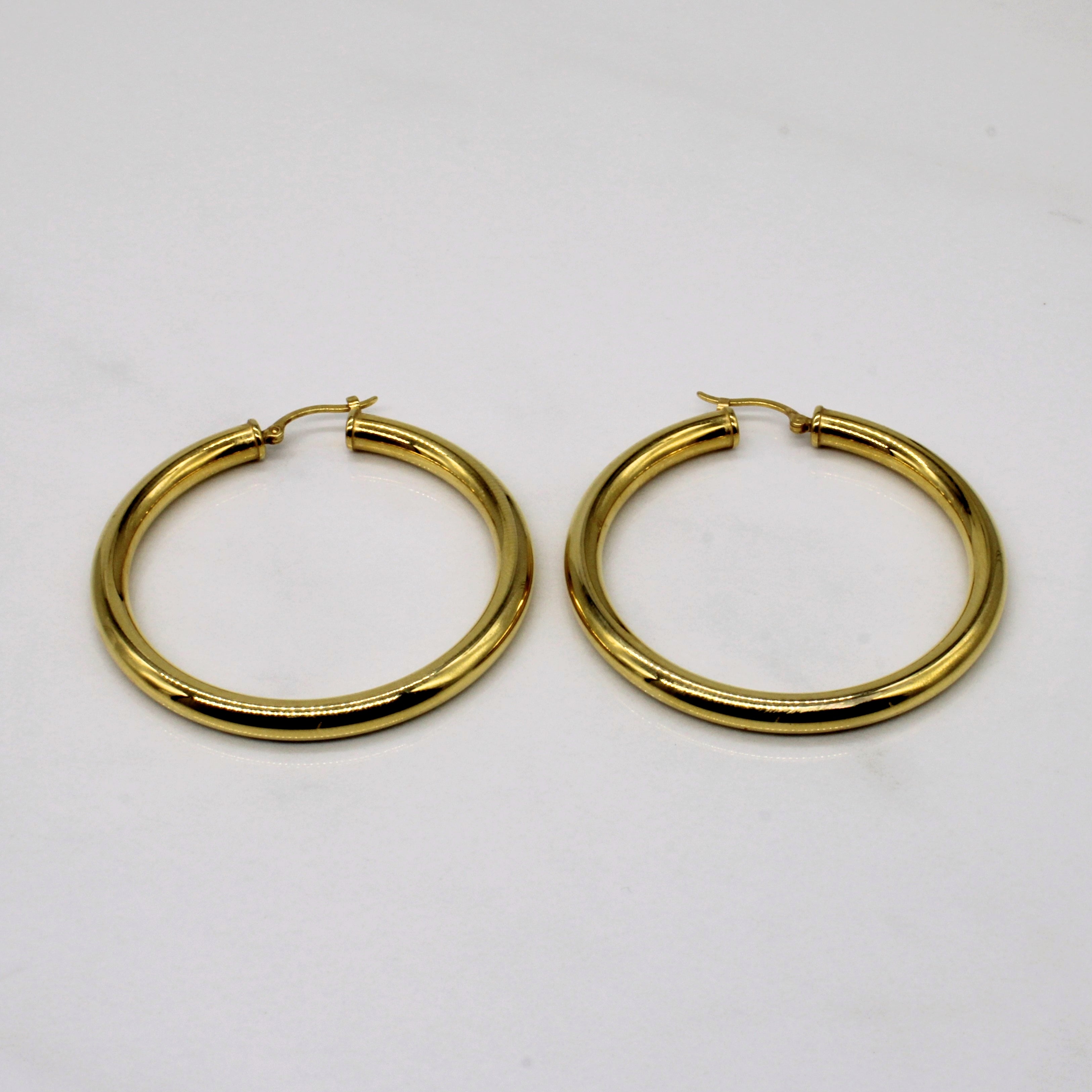 14K Yellow fashion Gold Large Hoop Earrings