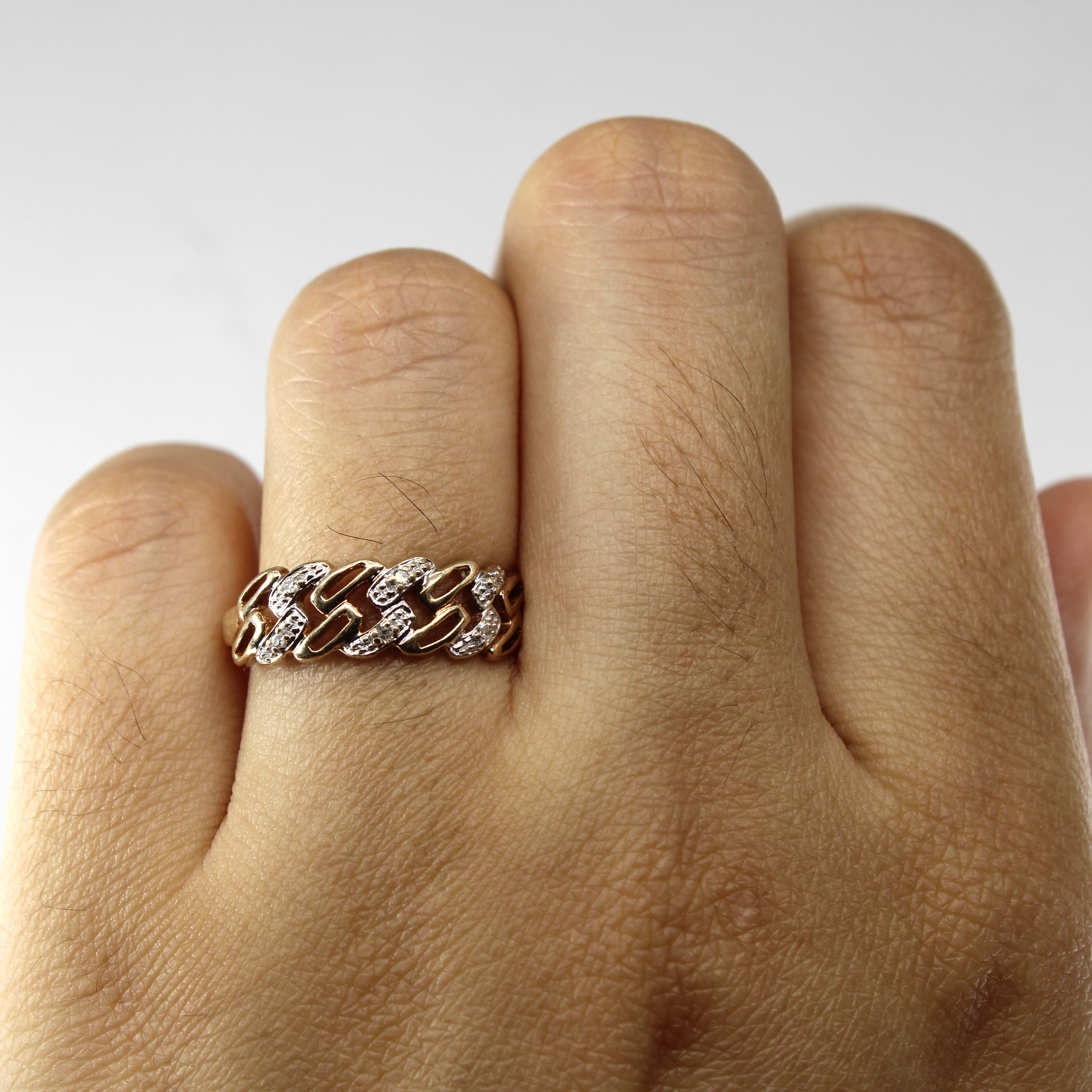 Textured Diamond Gold Ring | 0.03ctw | SZ 6.5 |