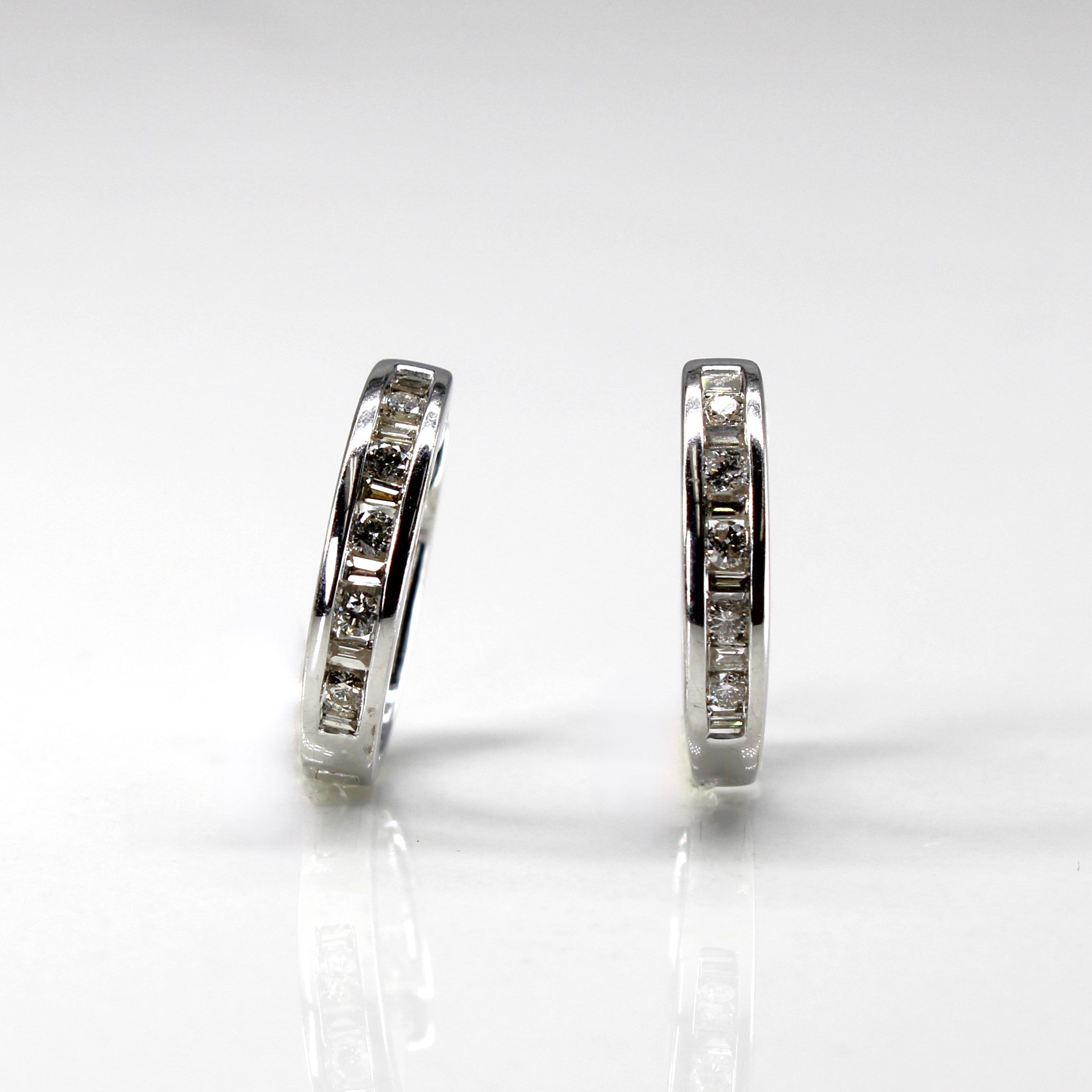 Channel Set Diamond Huggie Earrings | 0.32ctw |