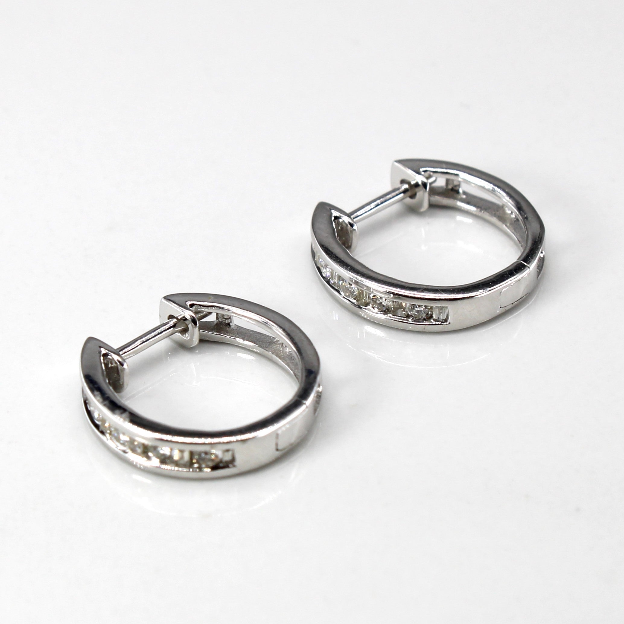 Channel Set Diamond Huggie Earrings | 0.32ctw |