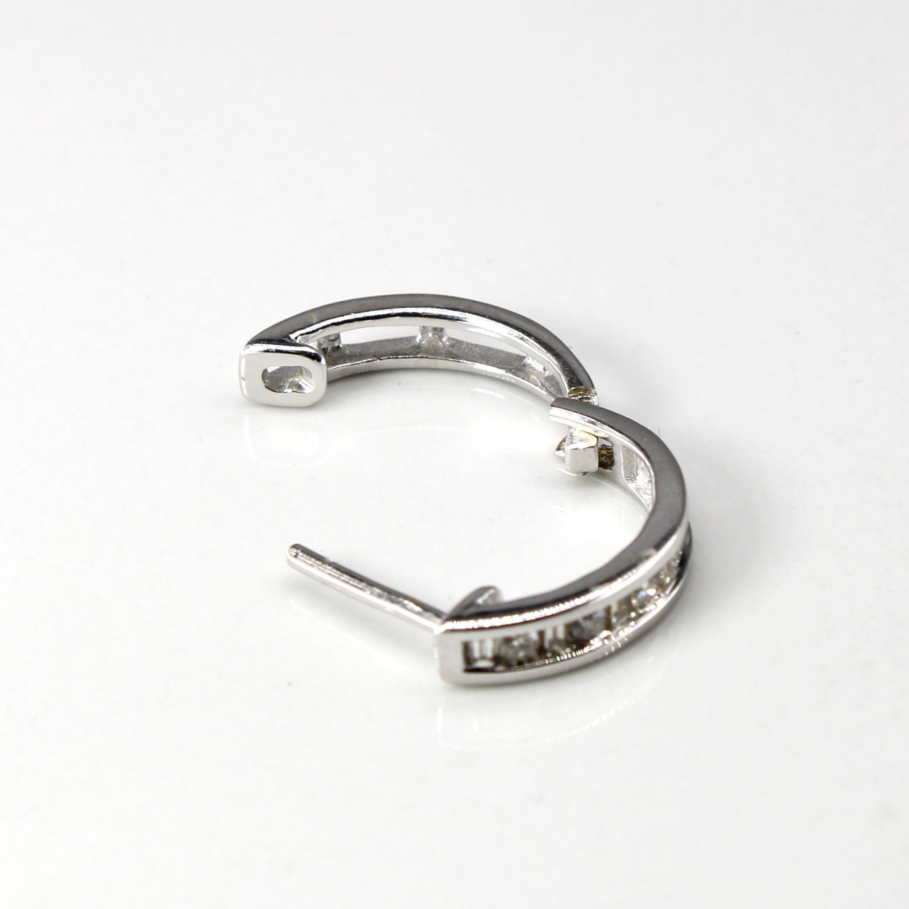 Channel Set Diamond Huggie Earrings | 0.32ctw |